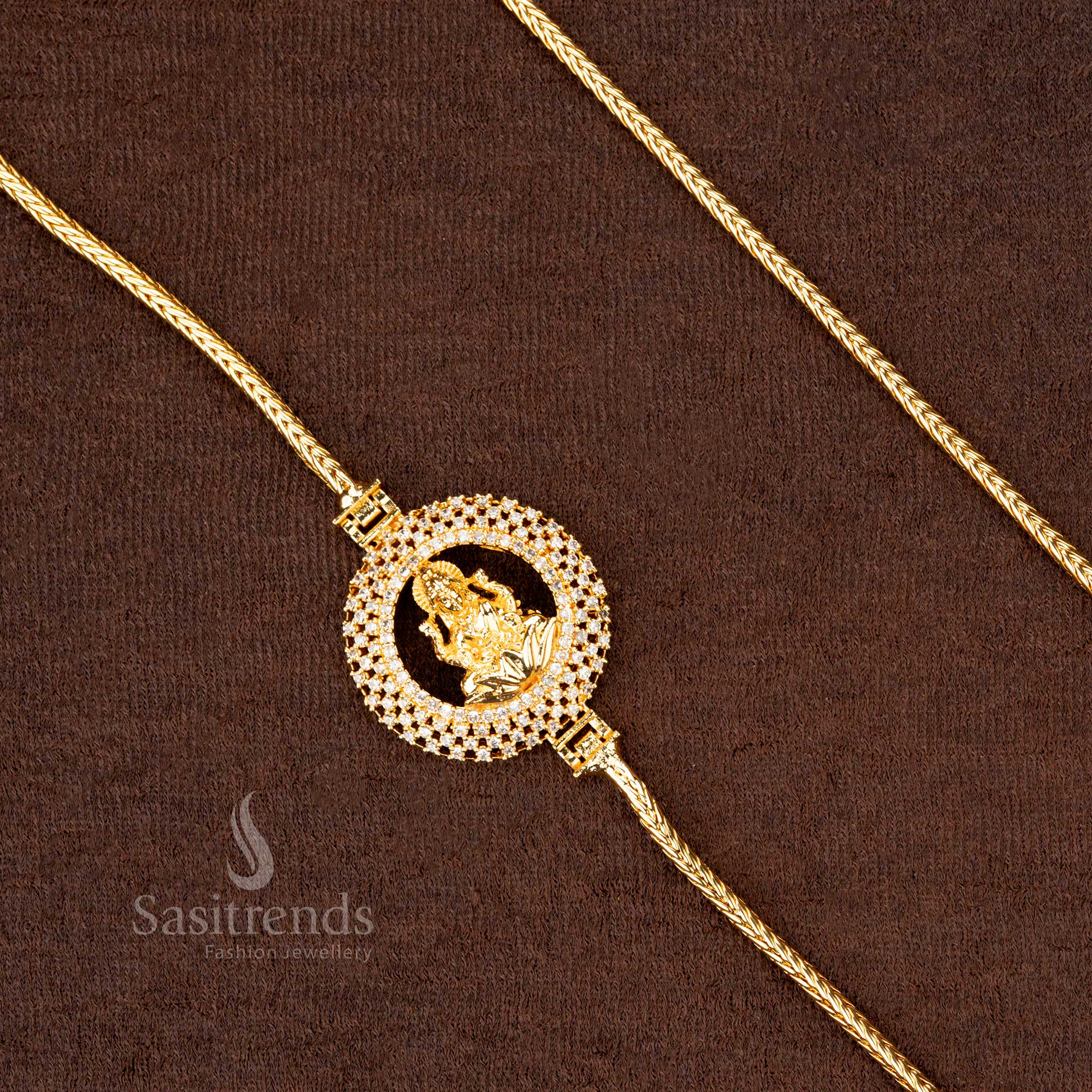 Stunning Micro Gold Plated Guaranteed Lakshmi Mugappu Chain – Look Like Real Gold - Sasitrends - Image 2