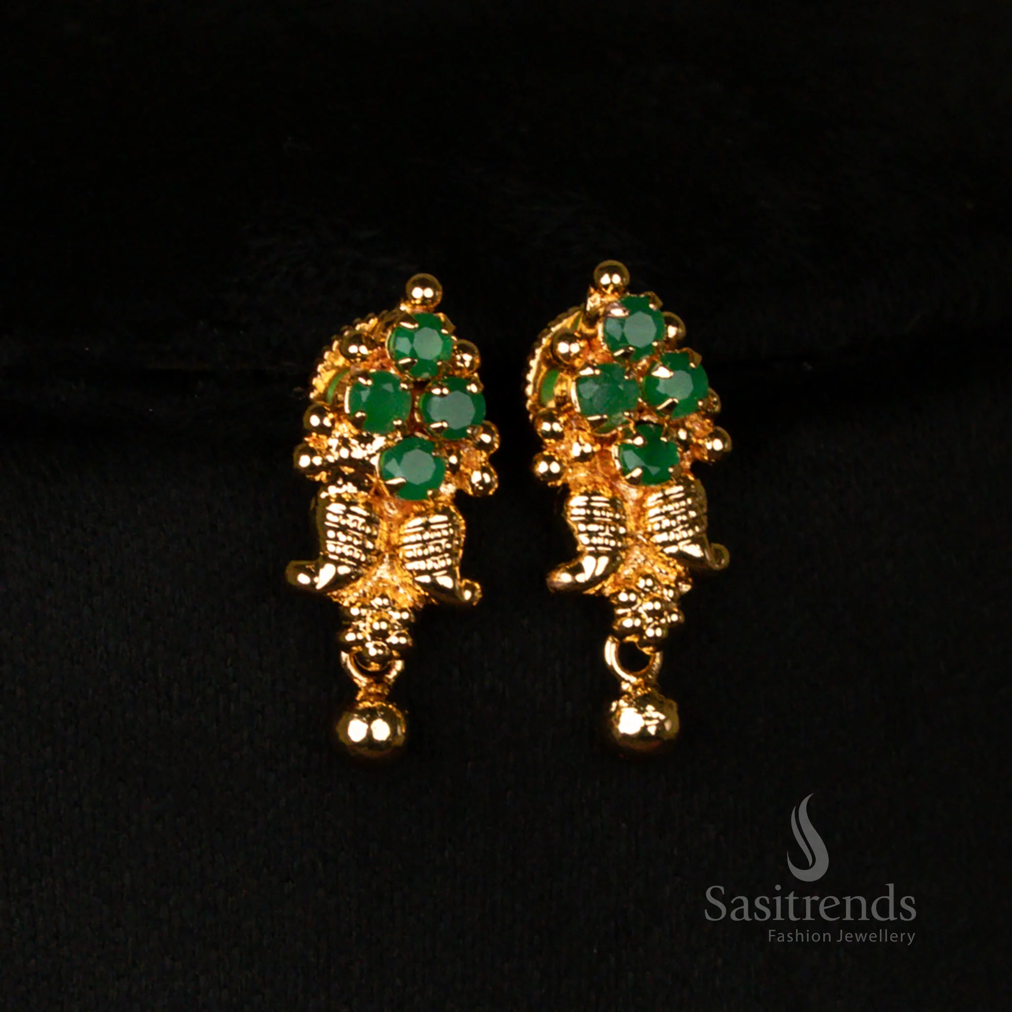 Traditional Micro Gold-Plated Mango Motif Necklace Jewellery Set For Festive Occasions - Sasitrends - Image 12