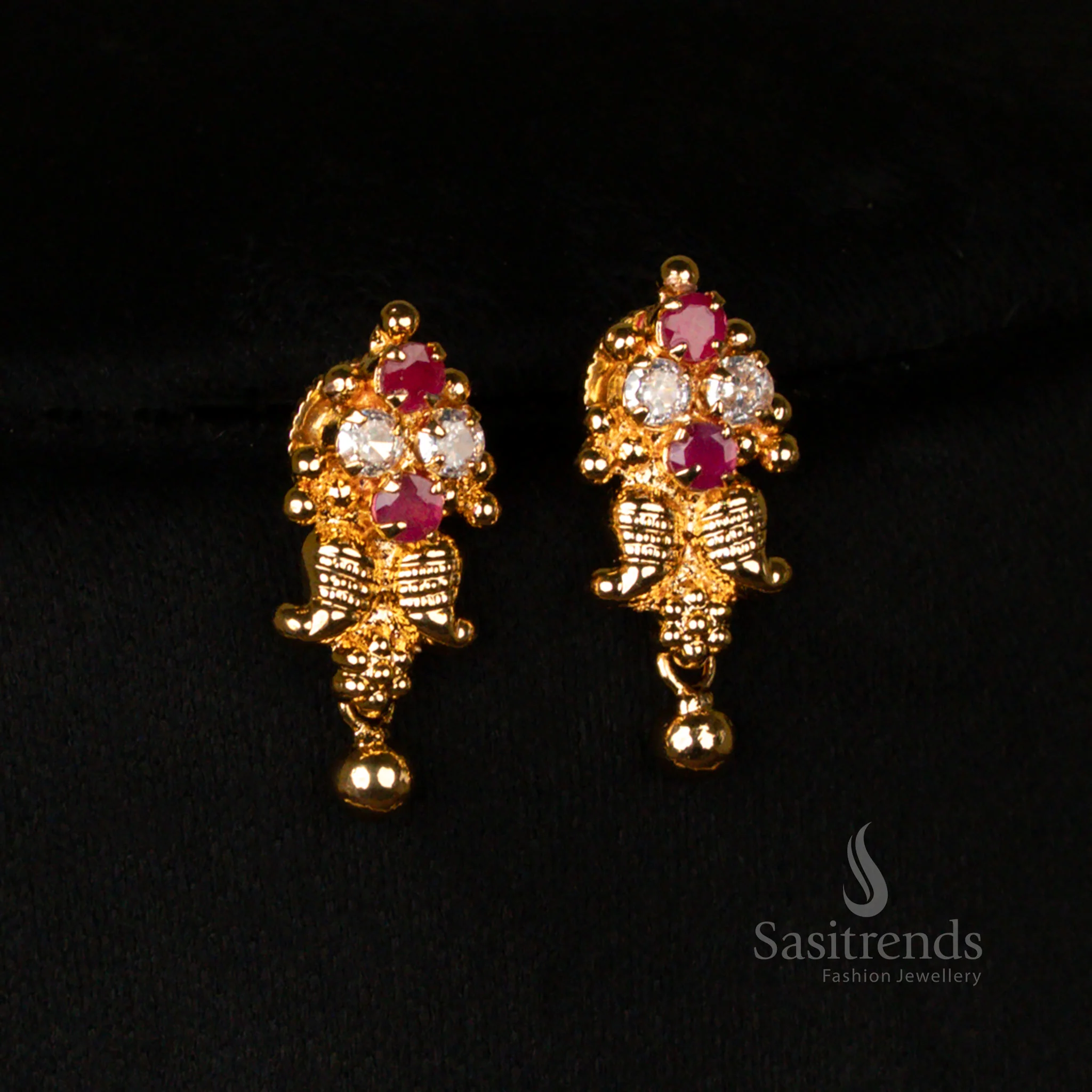 Traditional Micro Gold-Plated Mango Motif Necklace Jewellery Set For Festive Occasions - Sasitrends - Image 16