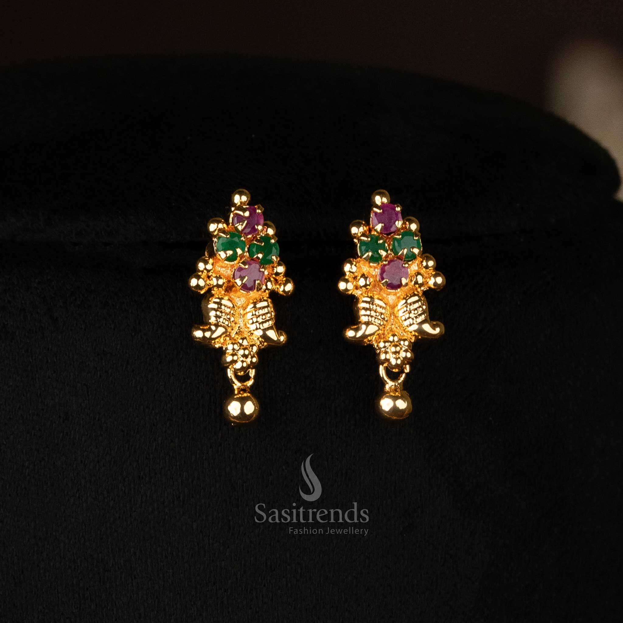 Traditional Micro Gold-Plated Mango Motif Necklace Jewellery Set For Festive Occasions - Sasitrends - Image 8