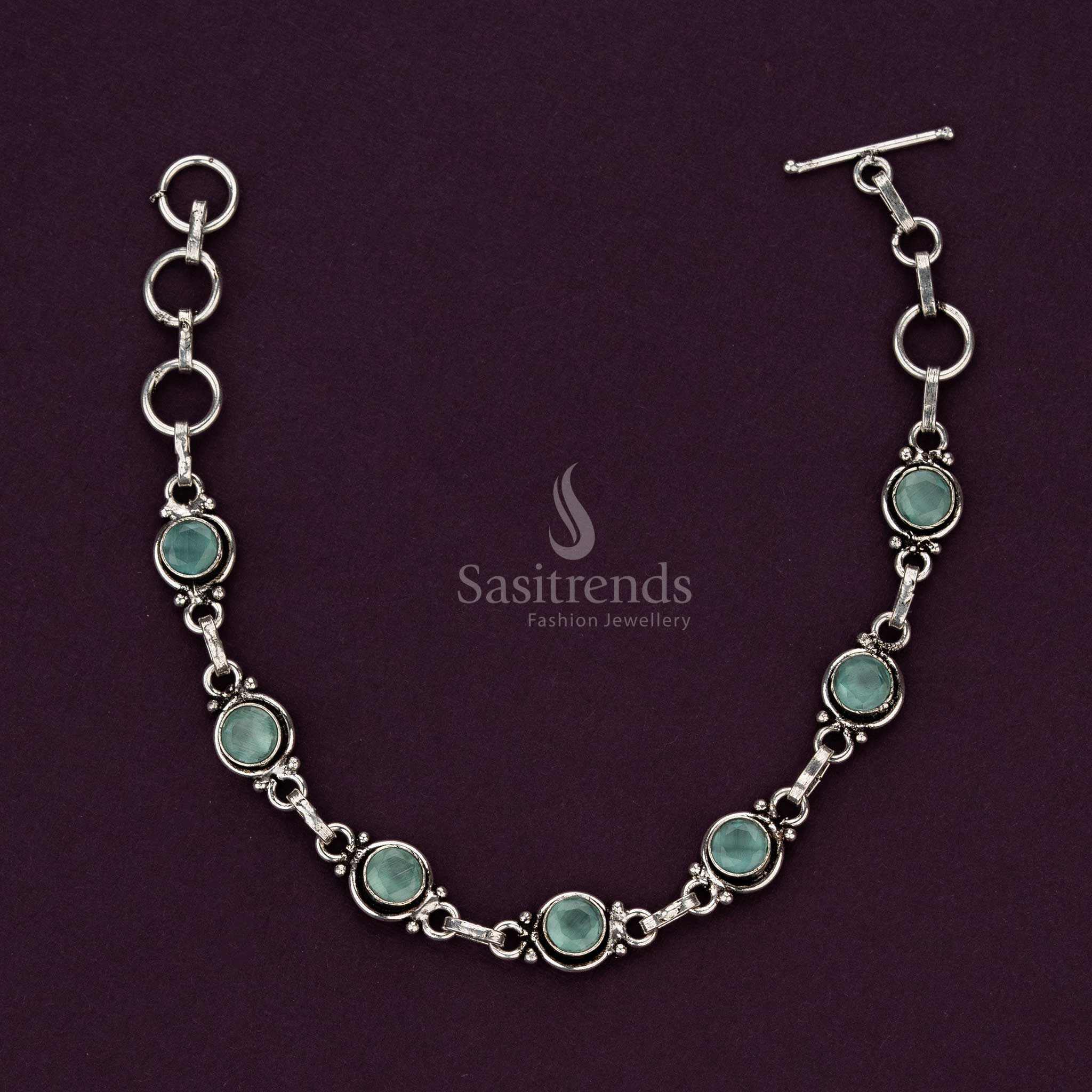Elegant Oxidised Stone Bracelets with Toggle Closure - Sasitrends - Image 9
