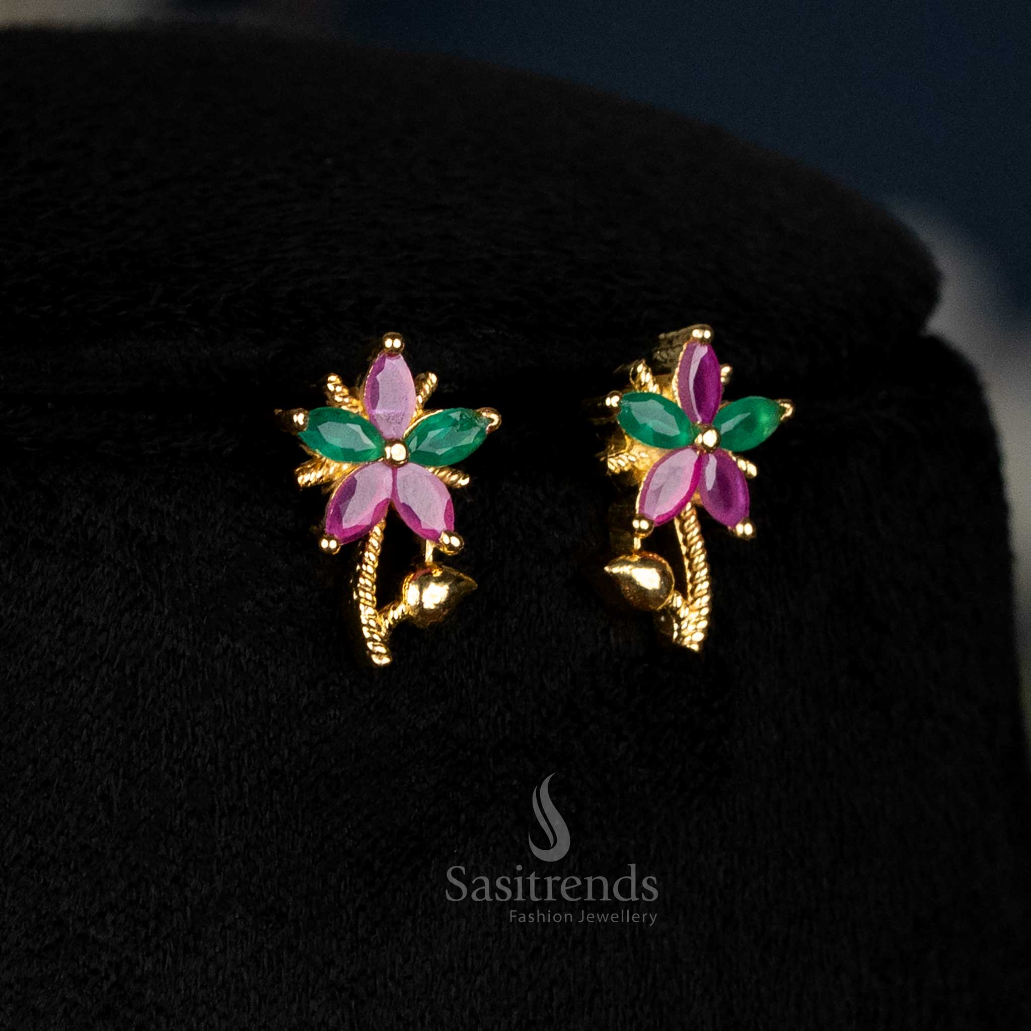 American Diamond Leaf Design Necklace Jewellery Set with Micro Gold Plating For Special Events - Sasitrends - Image 18