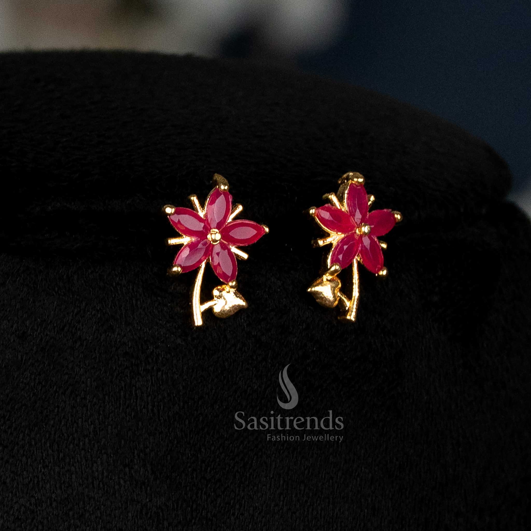 American Diamond Leaf Design Necklace Jewellery Set with Micro Gold Plating For Special Events - Sasitrends - Image 19