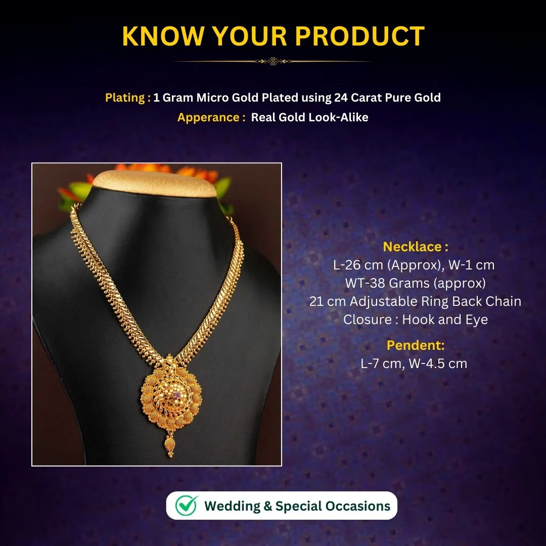 Elegant Guaranteed One Gram Micro Gold Plated Necklace with AD Stone Flower Pendant - Sasitrends - Image 2