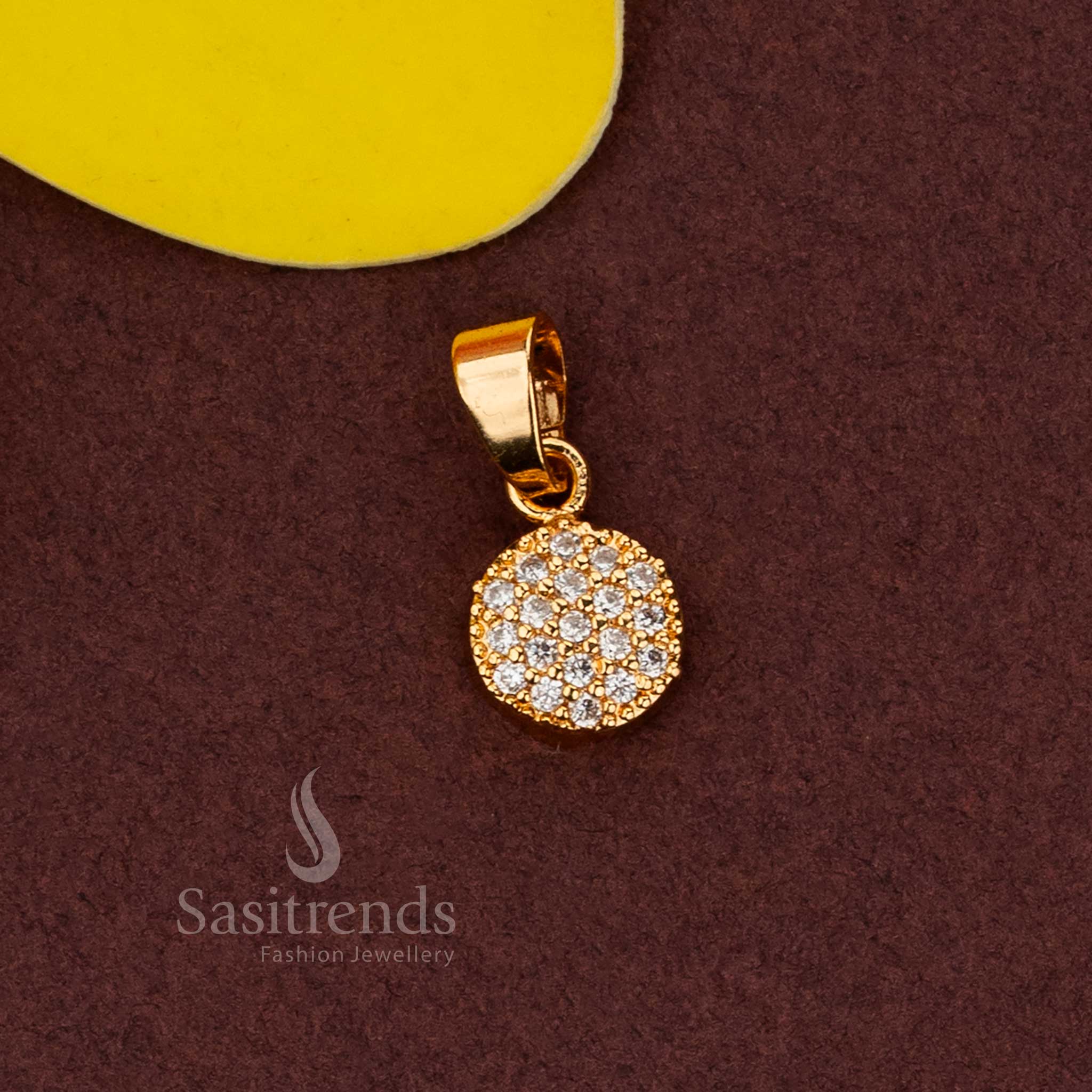 Wonderful Micro Gold Plated American Diamond Circle Round Pendant – Look Like Real Gold - Sasitrends - Image 2