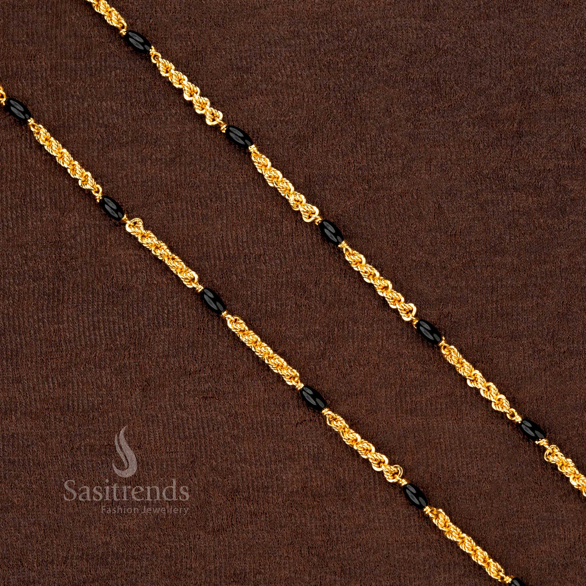 Wonderful Micro Gold Plated Twisted Beads Chain for Traditional and Festive Wear - Sasitrends