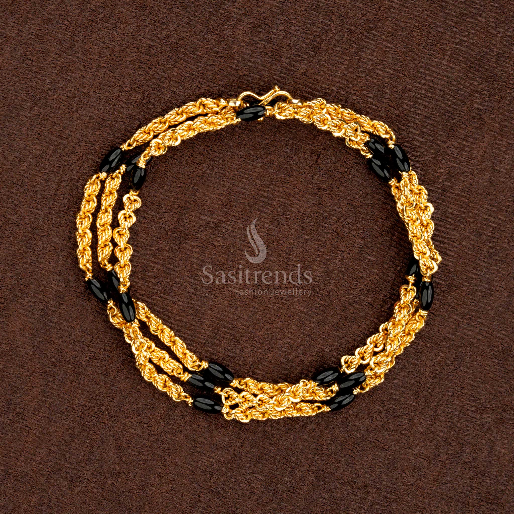 Wonderful Micro Gold Plated Twisted Beads Chain for Traditional and Festive Wear - Sasitrends - Image 4