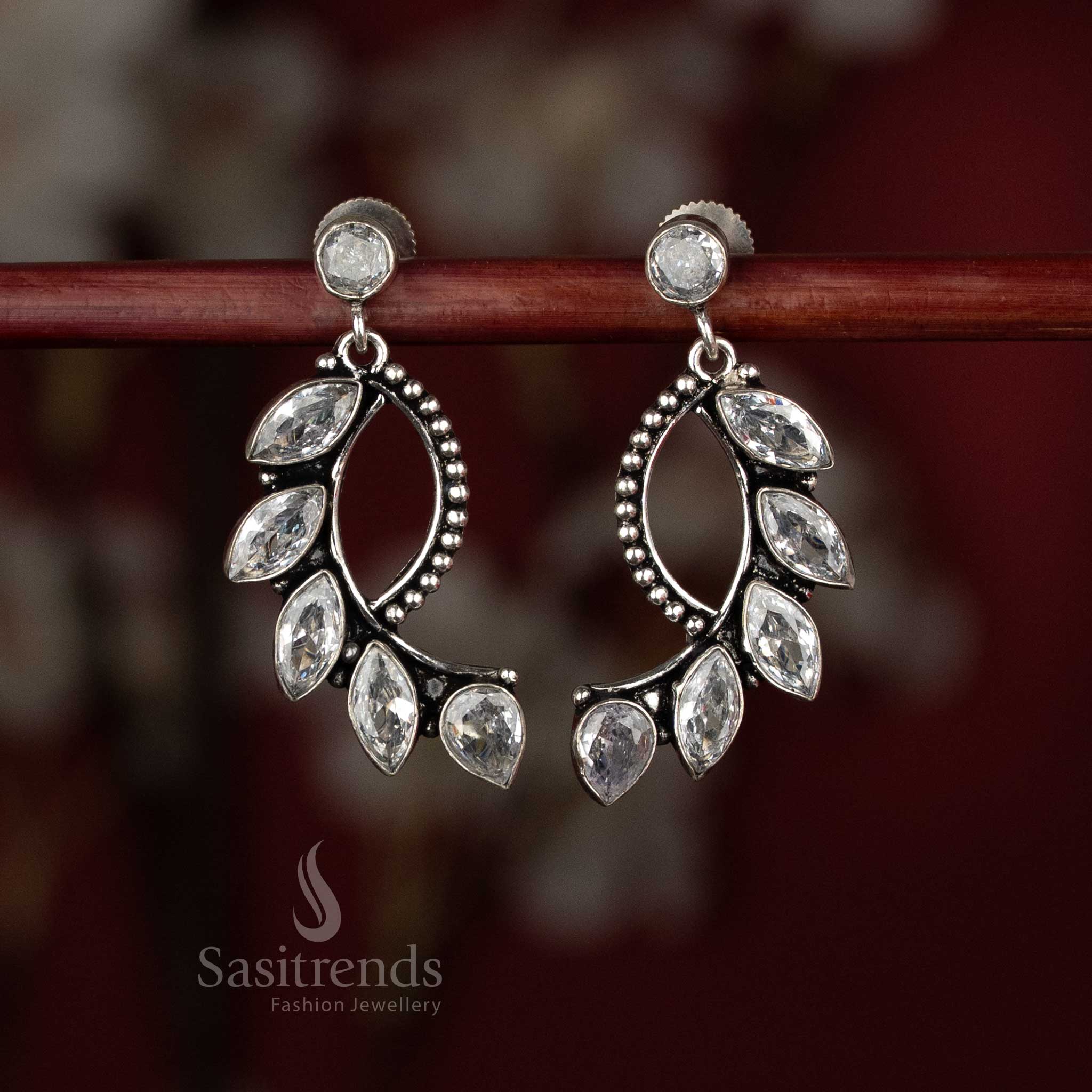 Stylish Oxidised S-Curve Crawler Stone Earrings for Office, Casual Dinners - Image 3