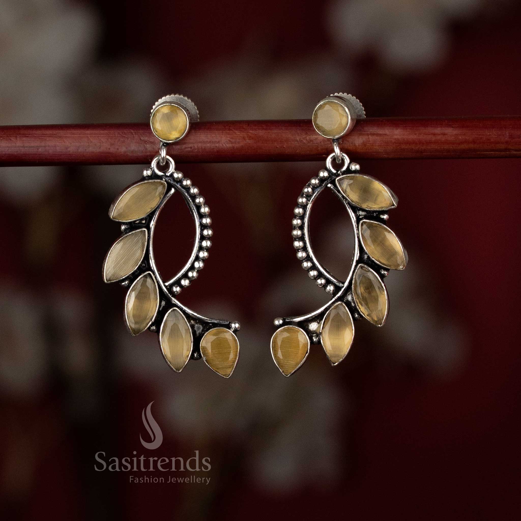 Stylish Oxidised S-Curve Crawler Stone Earrings for Office, Casual Dinners - Image 5