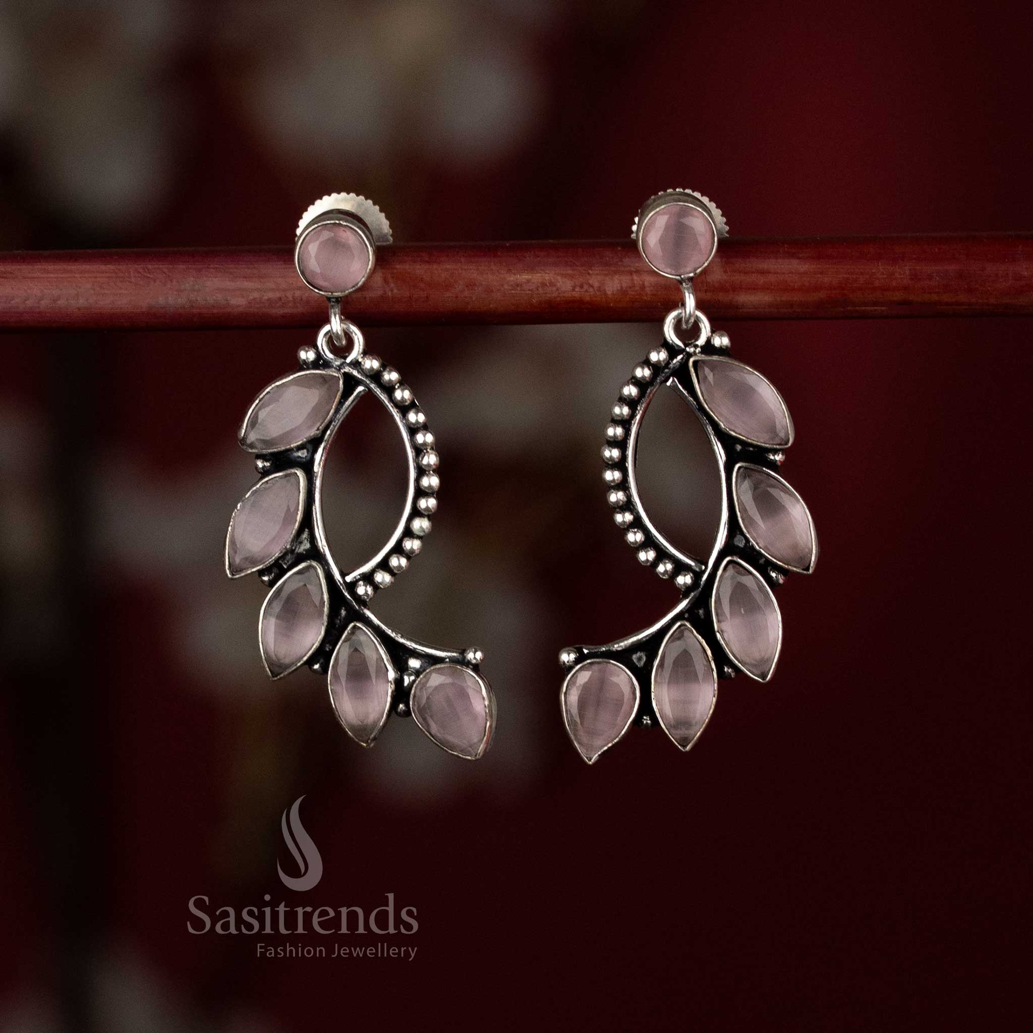 Stylish Oxidised S-Curve Crawler Stone Earrings for Office, Casual Dinners - Image 7