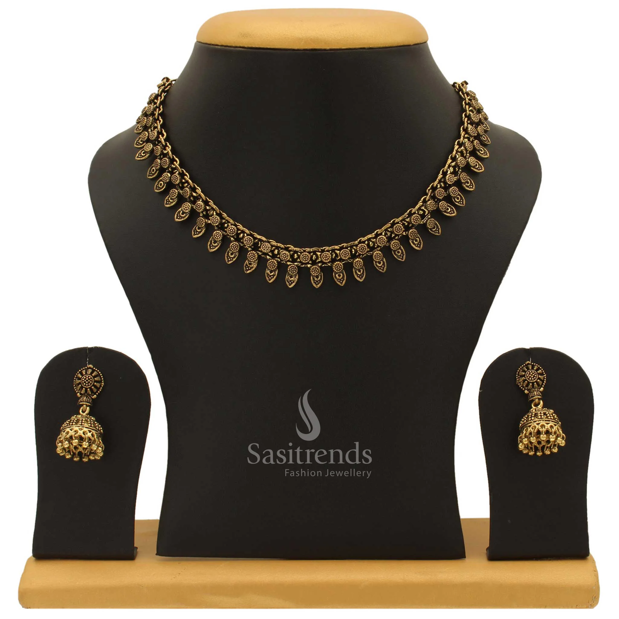 Sasitrends Taruni Oxidised Choker Necklace Jewellery Set with Jhumka for Women and Girls - Image 3