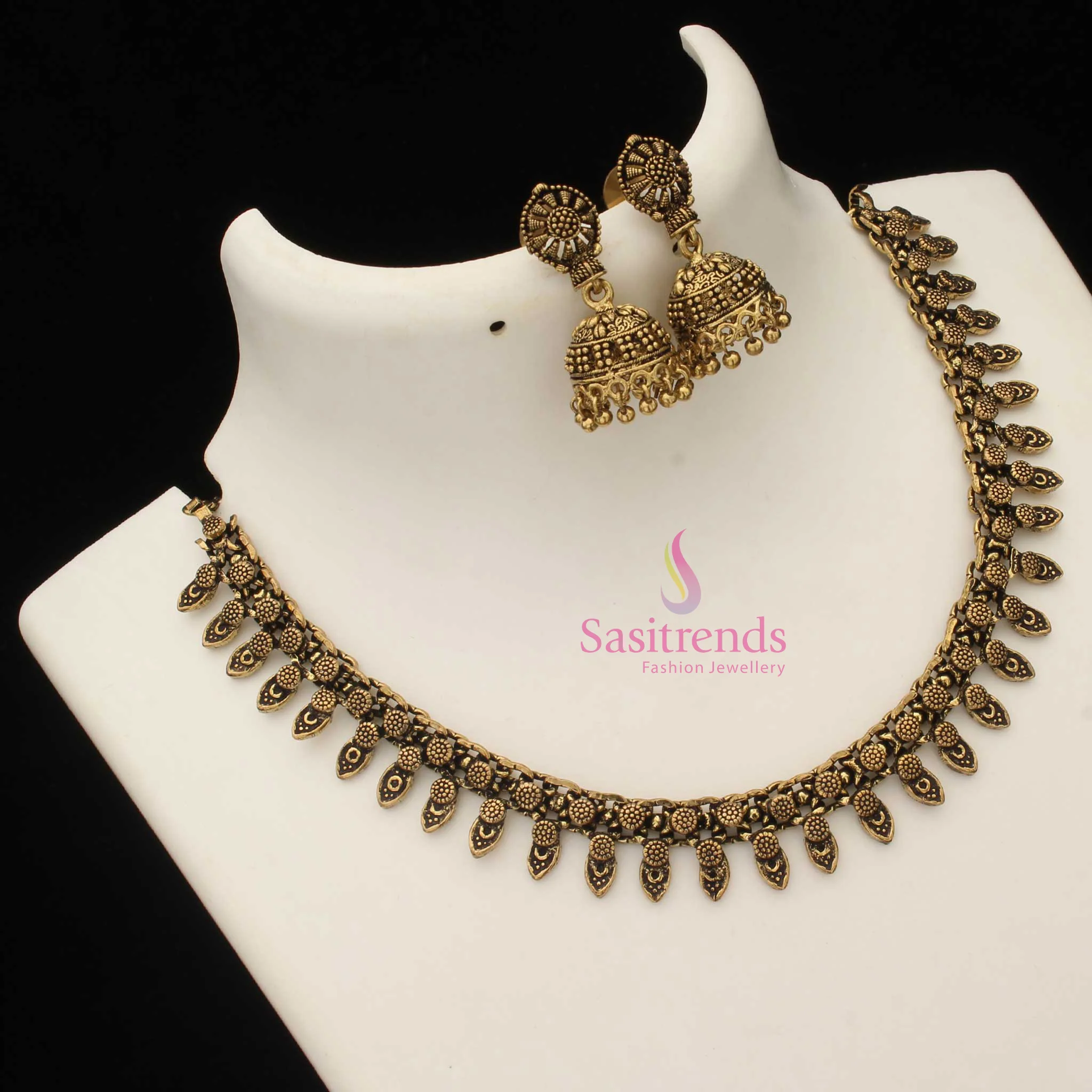 Sasitrends Taruni Oxidised Choker Necklace Jewellery Set with Jhumka for Women and Girls - Image 4