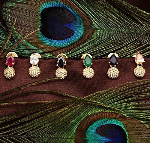 Teardrop and Round Cluster American Diamond Gold Plated Earrings - Sasitrends - Image 8