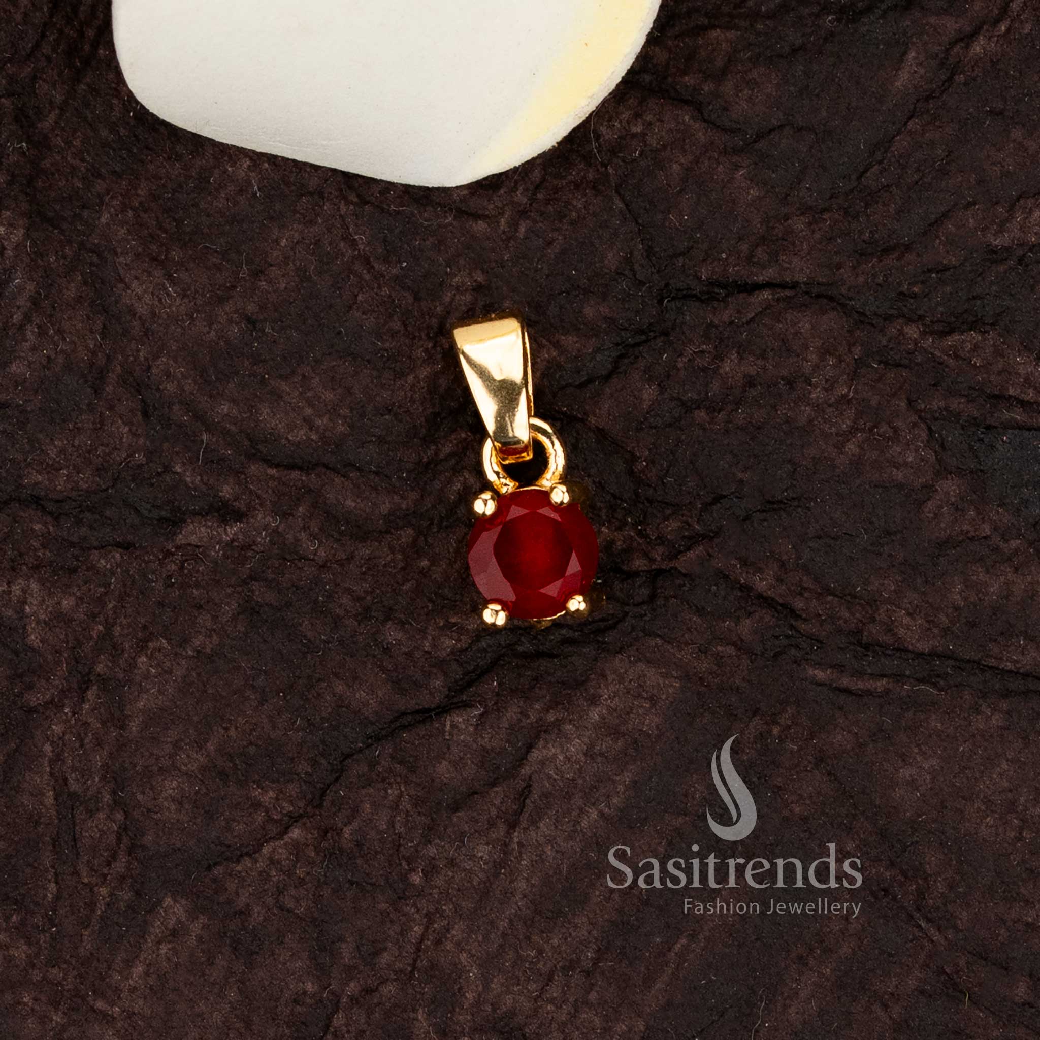 Sparkle Micro Gold Plated Single Stone Solitaire American Diamond Pendant - Sasitrends - Image 5