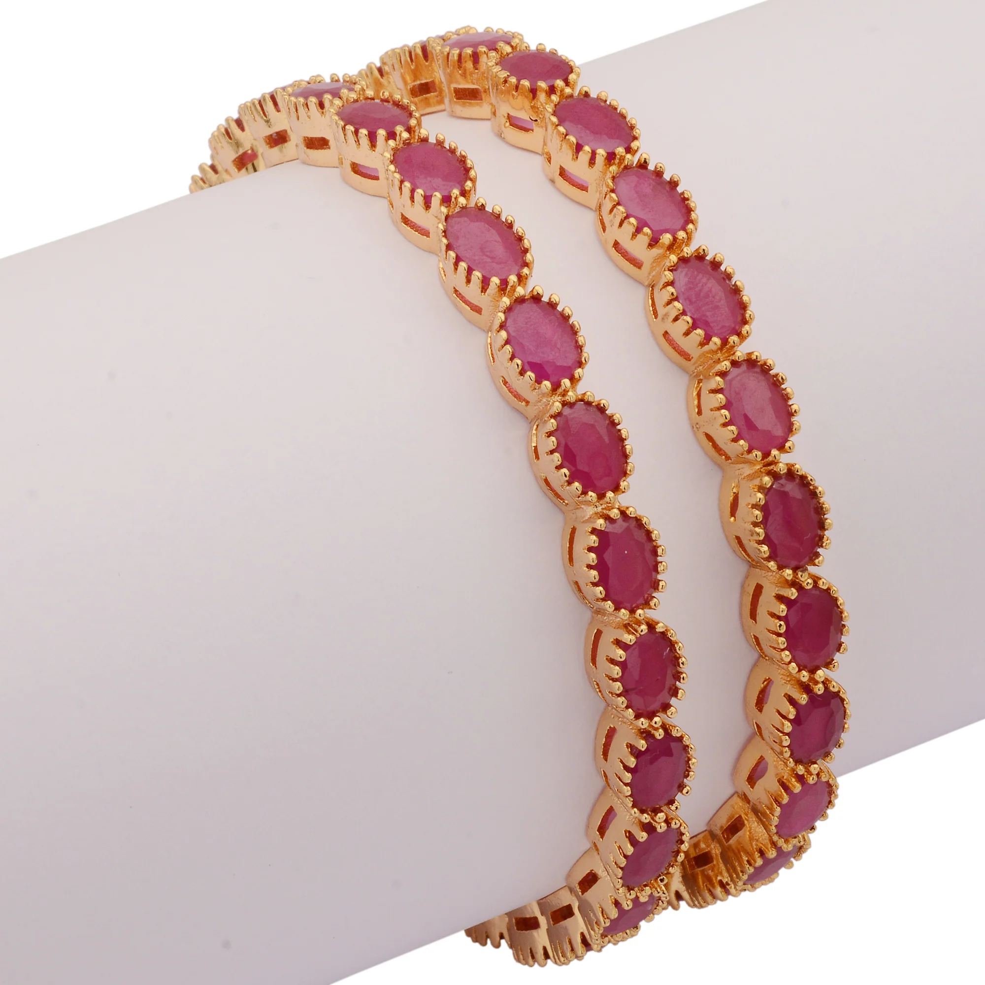 Latest Micro Gold Plated American Diamond Stone Bangles with Oval Shaped Stones – Perfect Party Wear Online - Sasitrends - Image 10