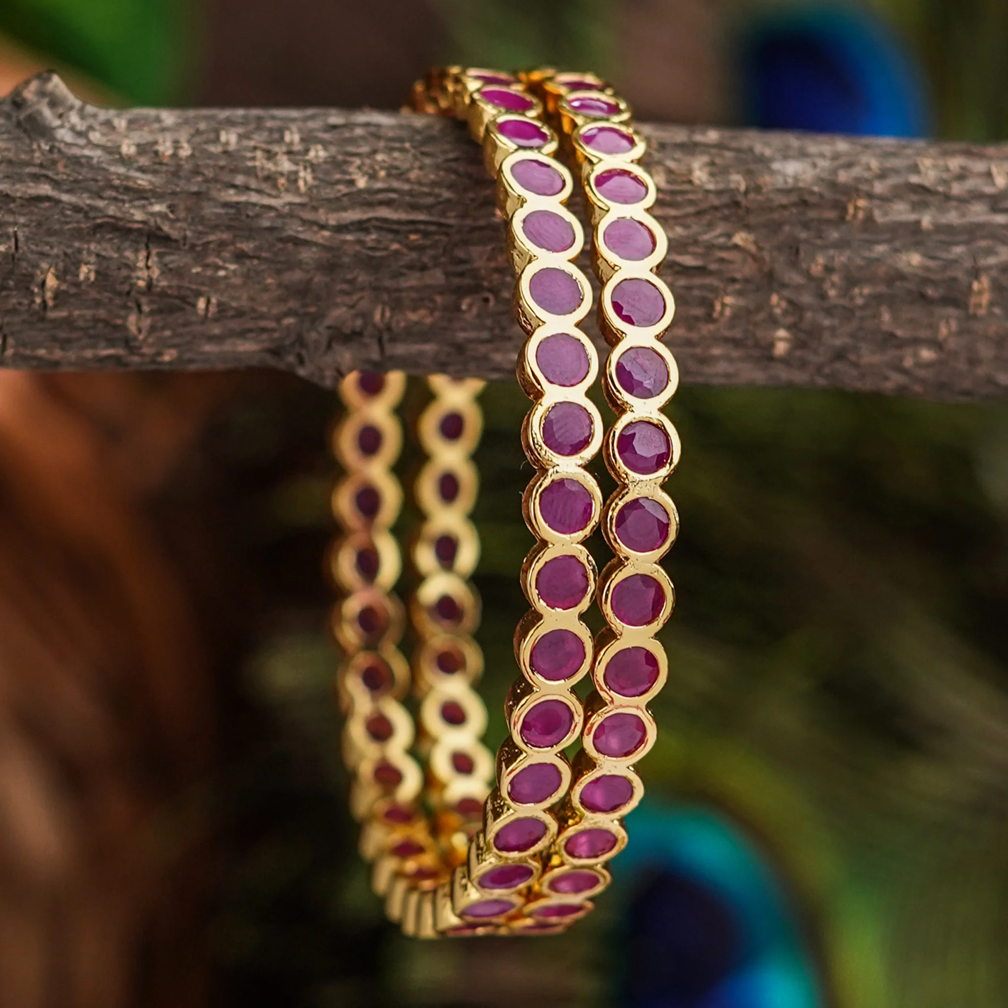 New Traditional Micro Gold Plated Addigai Bangles with AD Stone | Sasitrends - Image 7