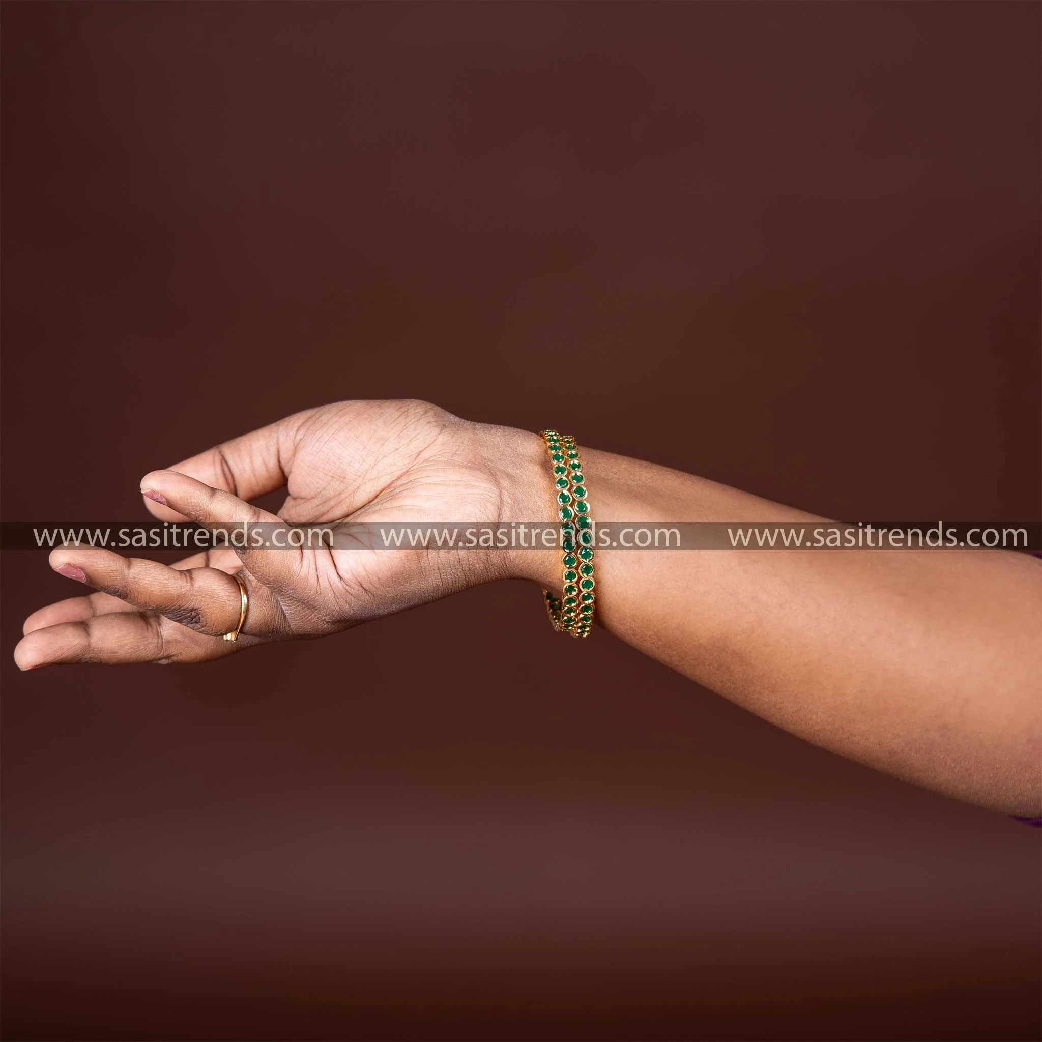 New Traditional Micro Gold Plated Addigai Bangles with AD Stone | Sasitrends - Image 9