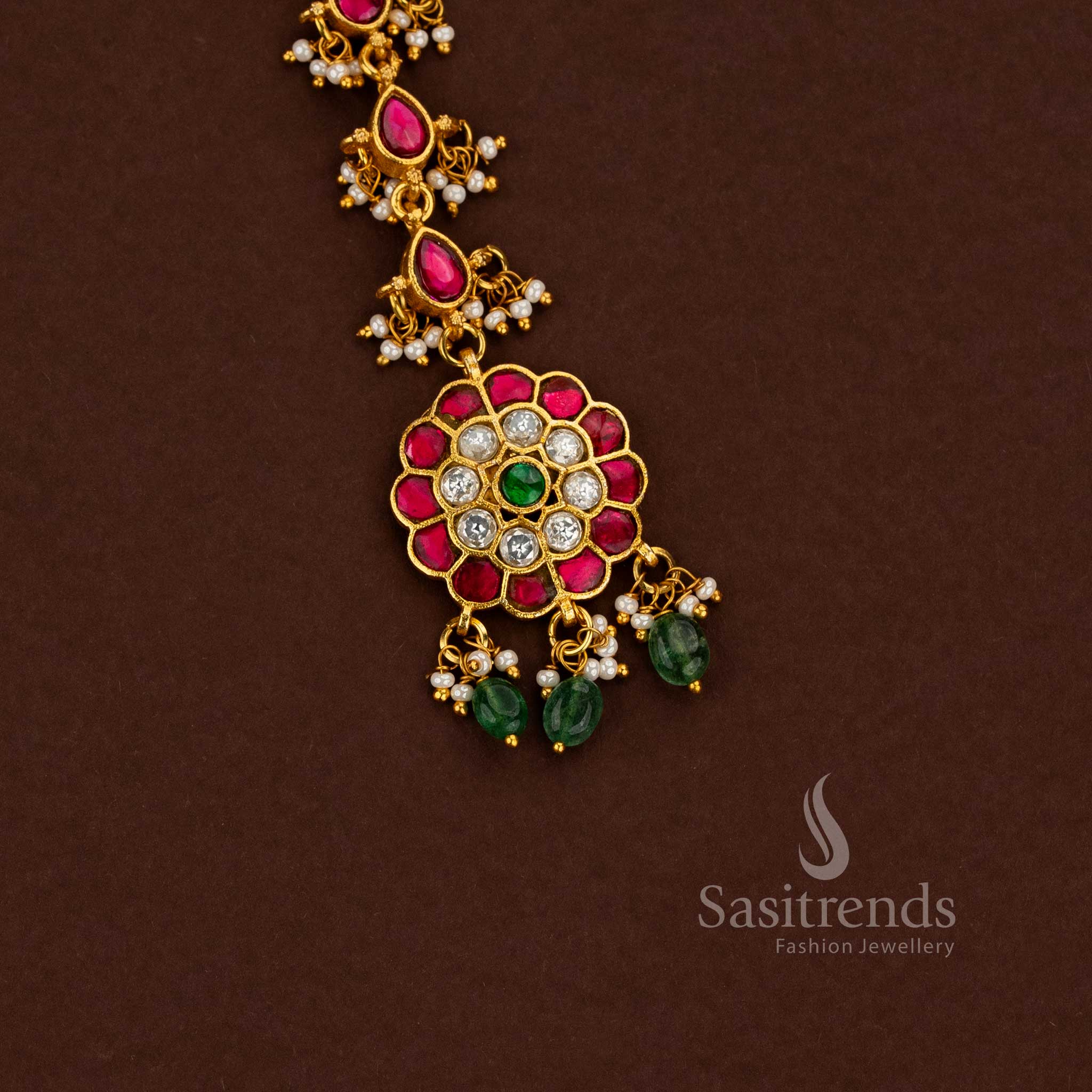 Traditional Collection of 24K Jadau Gold Plated Kundan Maang Tikka for Weddings & Festive Functions - Image 5