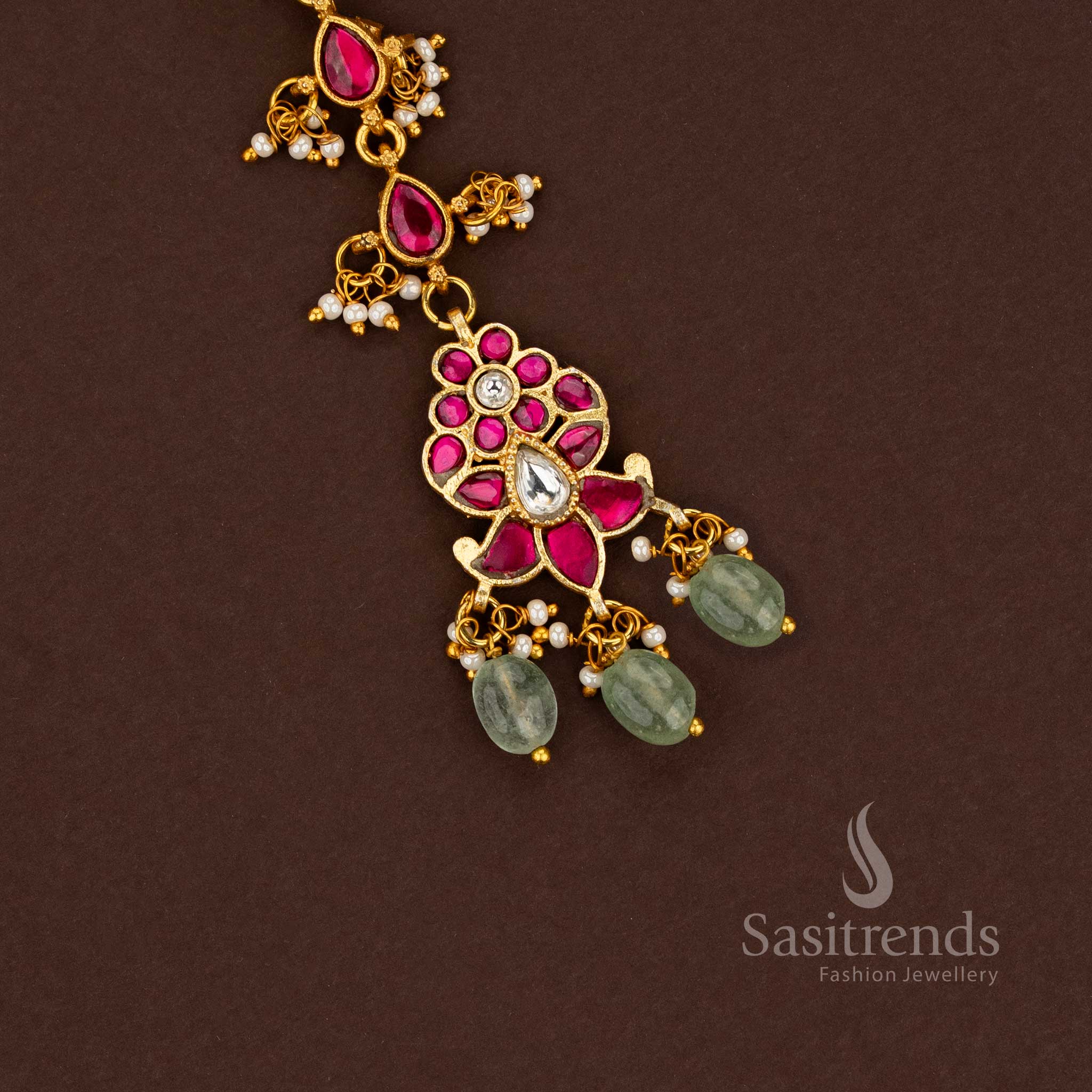 Traditional Collection of 24K Jadau Gold Plated Kundan Maang Tikka for Weddings & Festive Functions - Image 7
