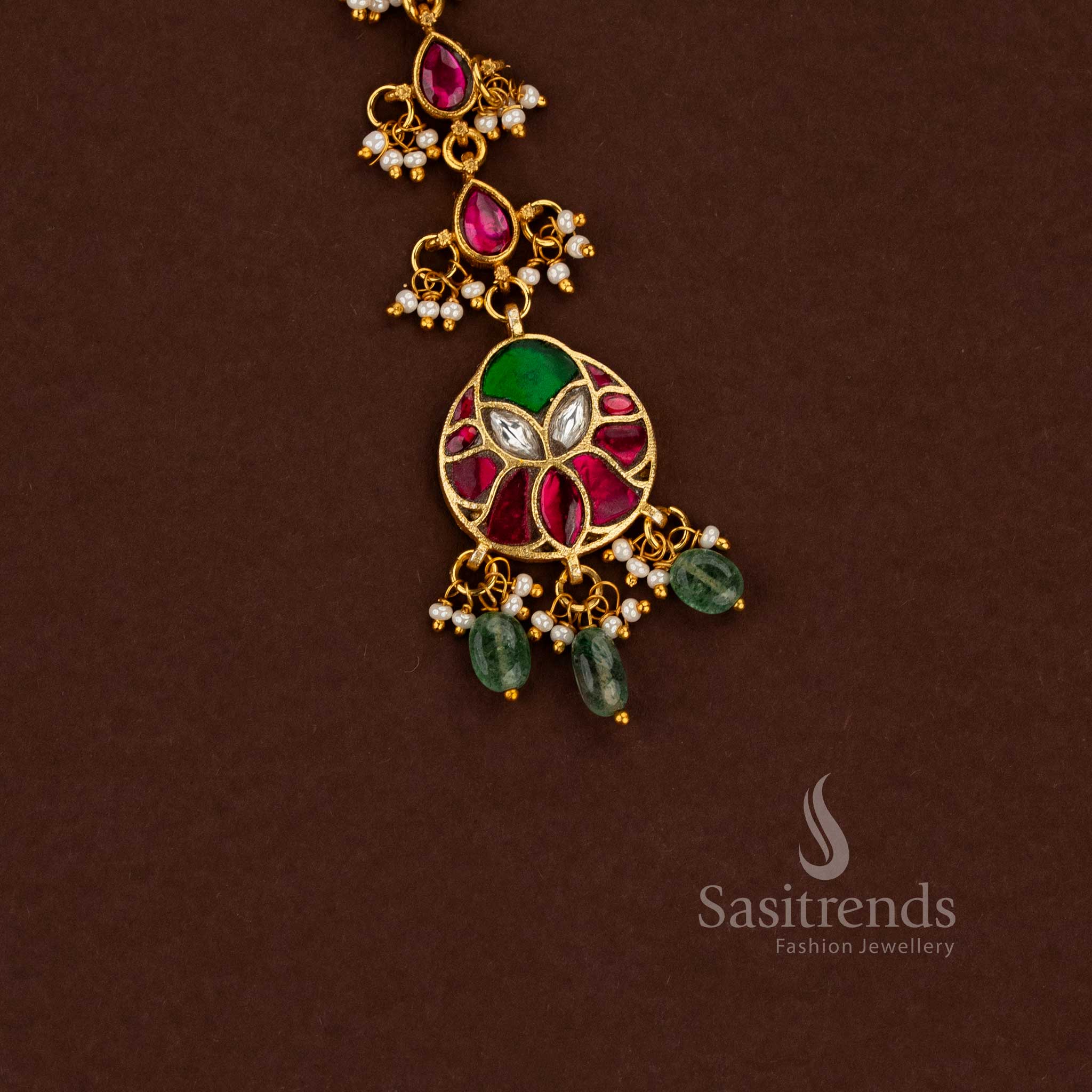 Traditional Collection of 24K Jadau Gold Plated Kundan Maang Tikka for Weddings & Festive Functions - Image 8