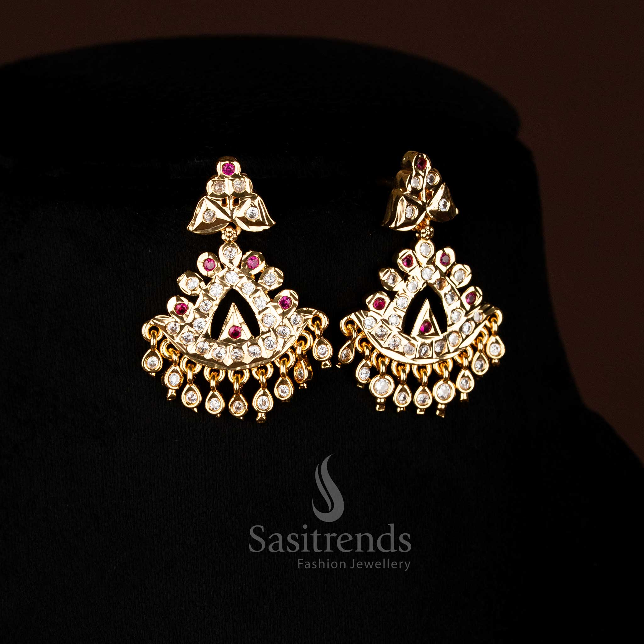 Traditional Guaranteed Micro Gold Plated Impon Long Short Combo Necklace Set with Matching Earrings - Image 8