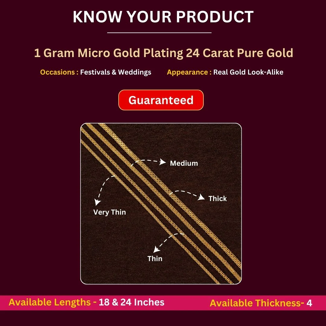 Guaranteed Micro Gold Plated Bismark Chain – 1 Gram with 24K Gold Finish (Very Thin, Thin, Medium, Thick) - Sasitrends - Image 6