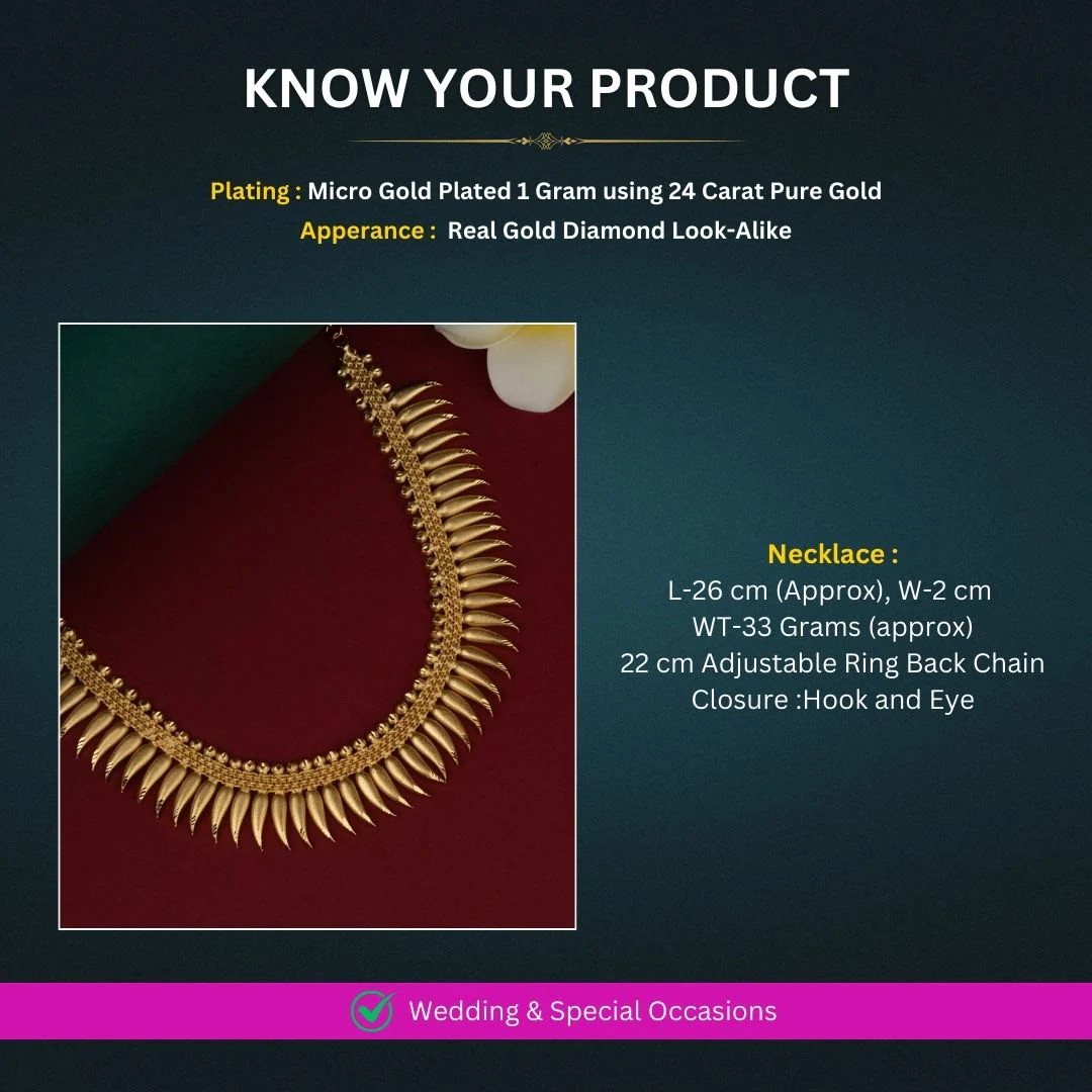 Sasitrends - Traditional Kerala Mullapoo Pattern Micro Gold Plated Necklace - Image 2