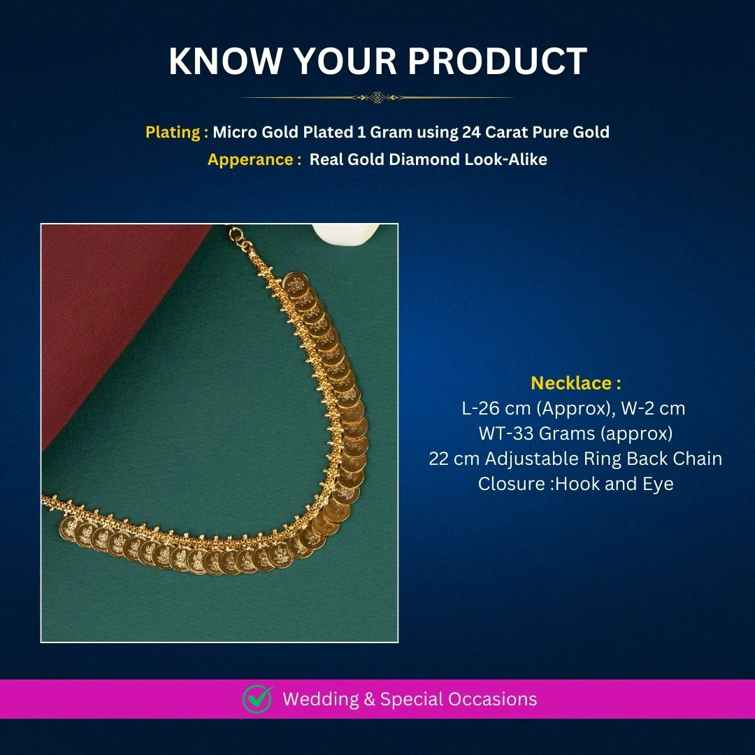 Sasitrends|Traditional Lakshmi Coin Design Micro Gold Plated Necklace - Image 3