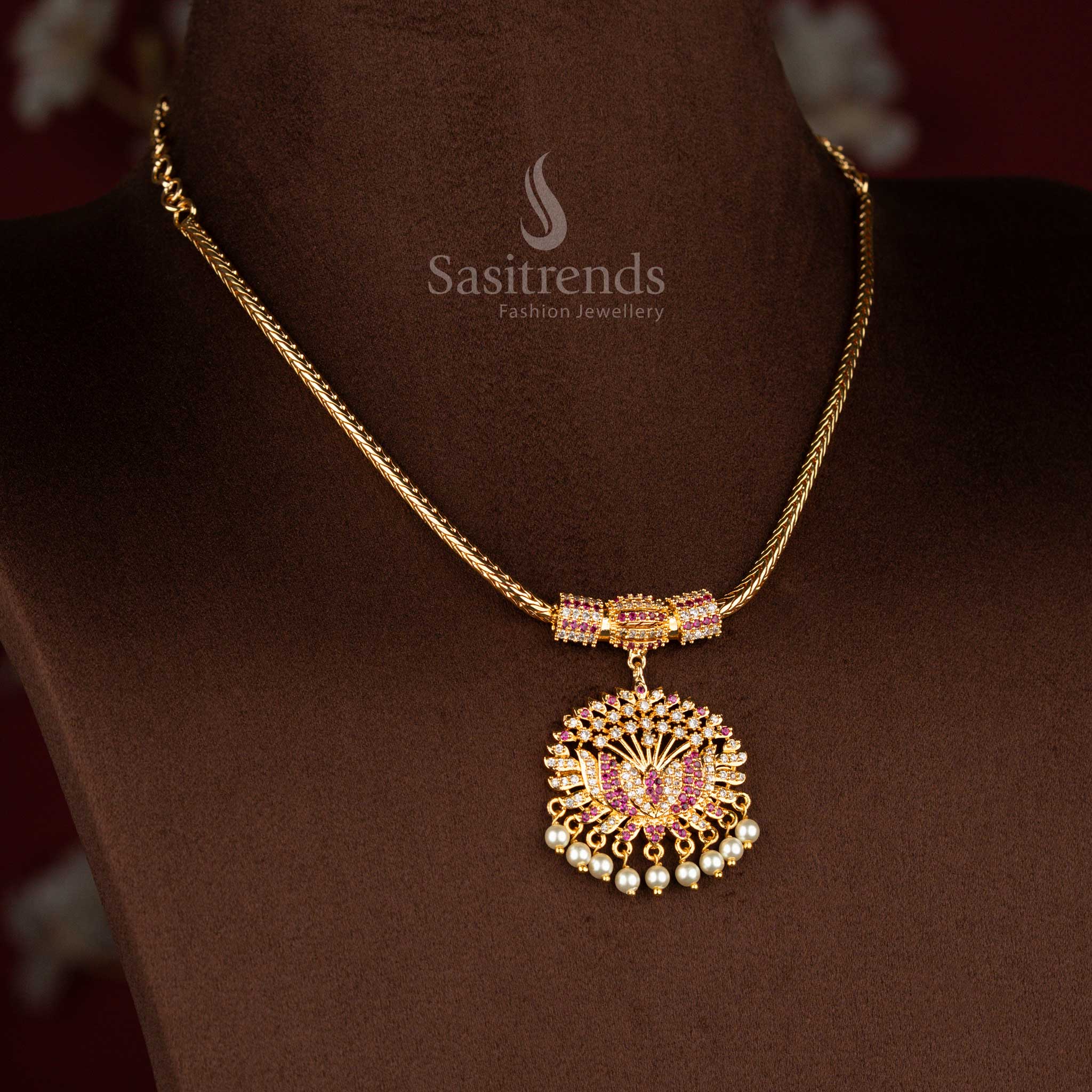 Beautiful Collection of Traditional Micro Gold Plated 18 Inches Short Chain Pendant Necklace with Pearl Hangings – Guaranteed - Image 17