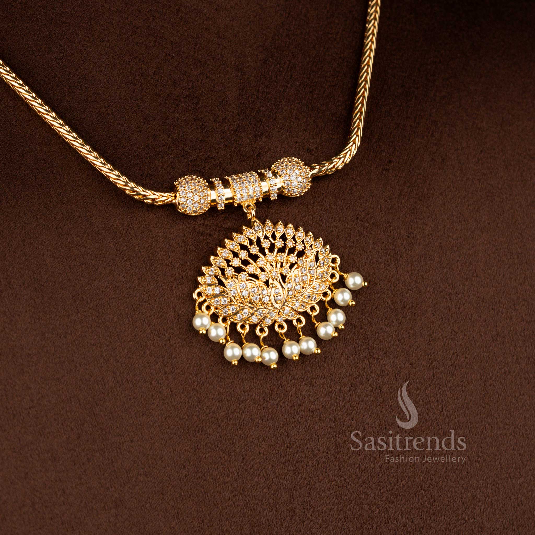 Beautiful Collection of Traditional Micro Gold Plated 18 Inches Short Chain Pendant Necklace with Pearl Hangings – Guaranteed - Image 19