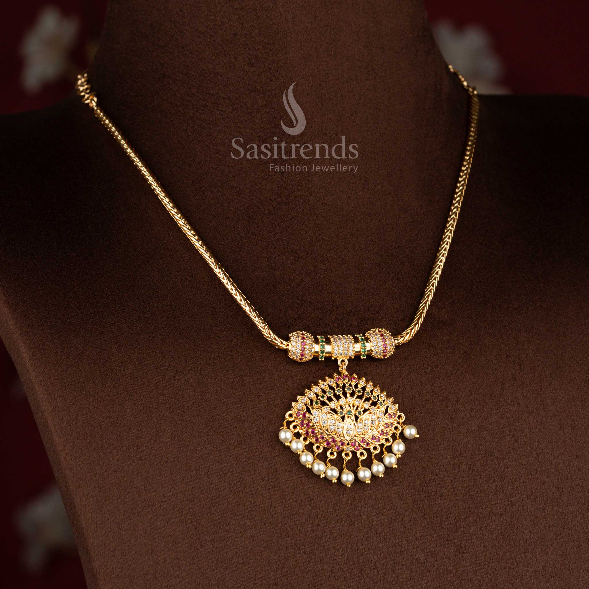 Beautiful Collection of Traditional Micro Gold Plated 18 Inches Short Chain Pendant Necklace with Pearl Hangings – Guaranteed - Image 22