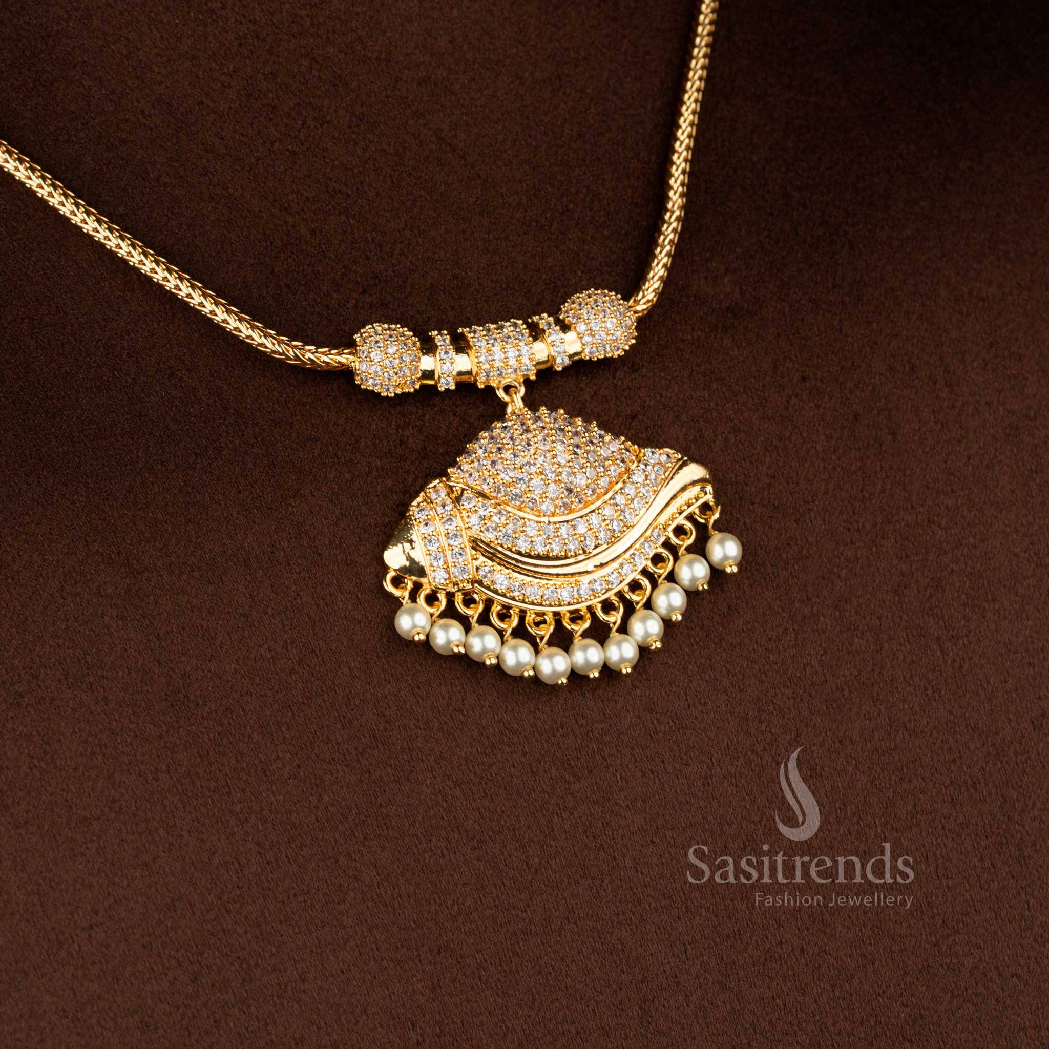 Beautiful Collection of Traditional Micro Gold Plated 18 Inches Short Chain Pendant Necklace with Pearl Hangings – Guaranteed - Image 23