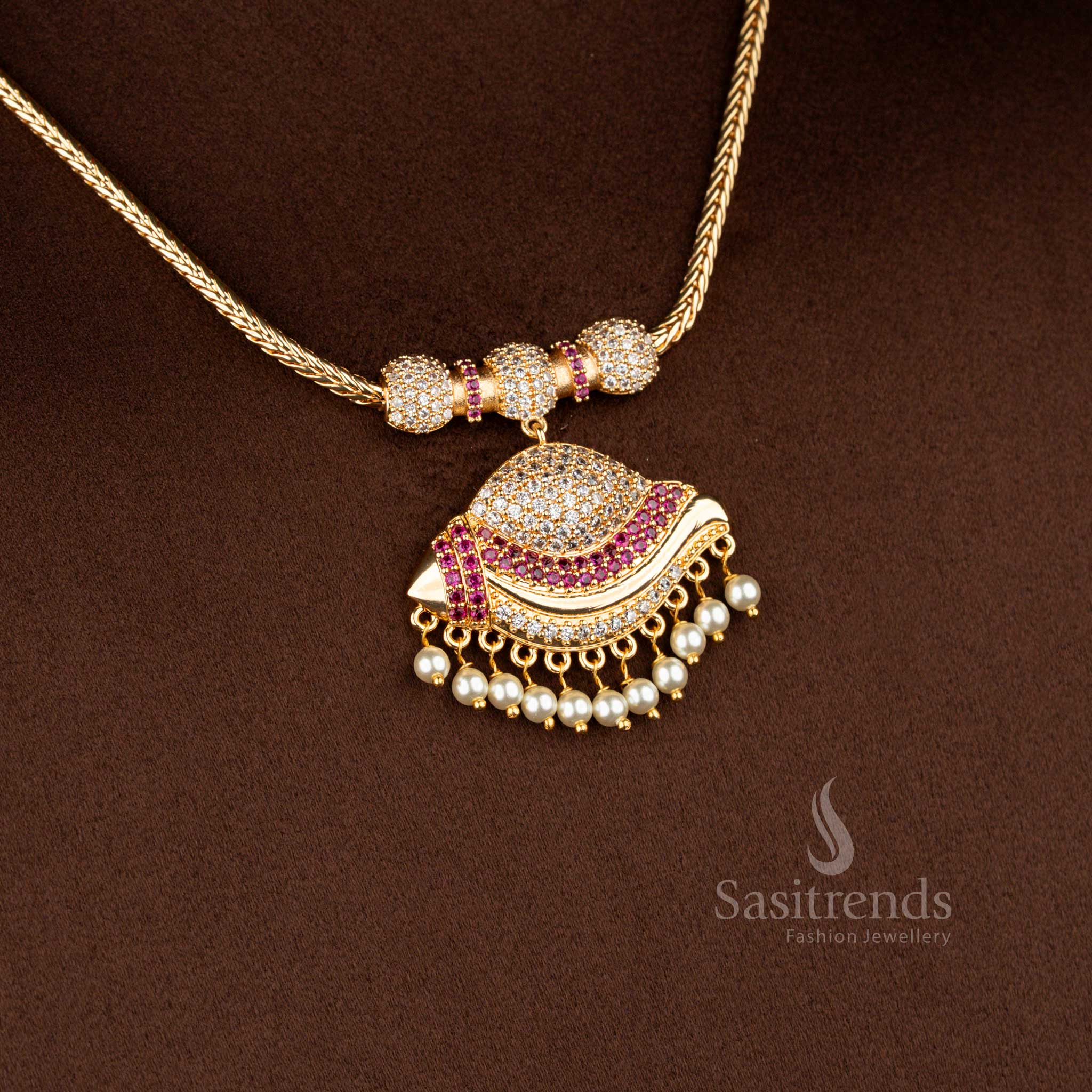Beautiful Collection of Traditional Micro Gold Plated 18 Inches Short Chain Pendant Necklace with Pearl Hangings – Guaranteed - Image 25
