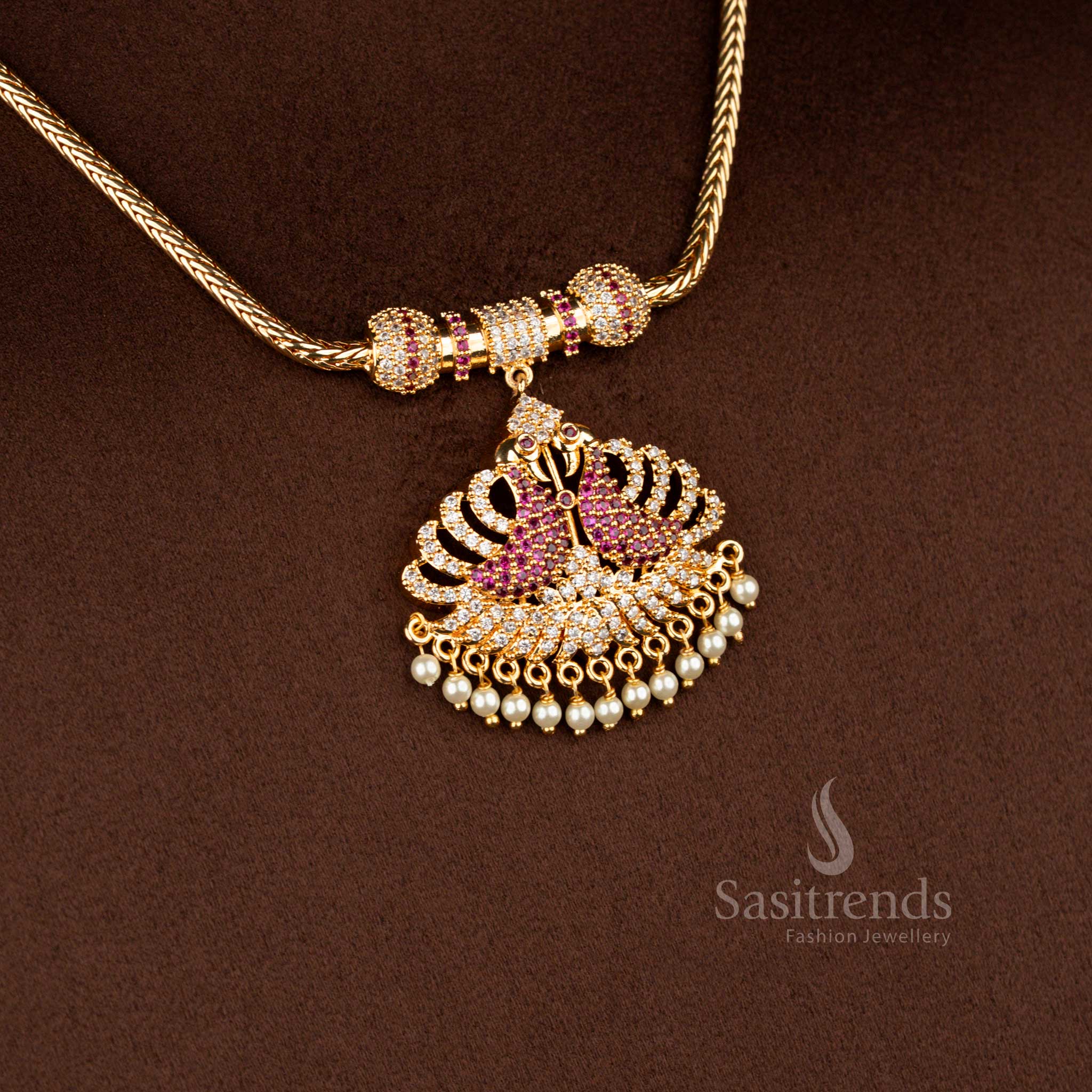 Beautiful Collection of Traditional Micro Gold Plated 18 Inches Short Chain Pendant Necklace with Pearl Hangings – Guaranteed - Image 26