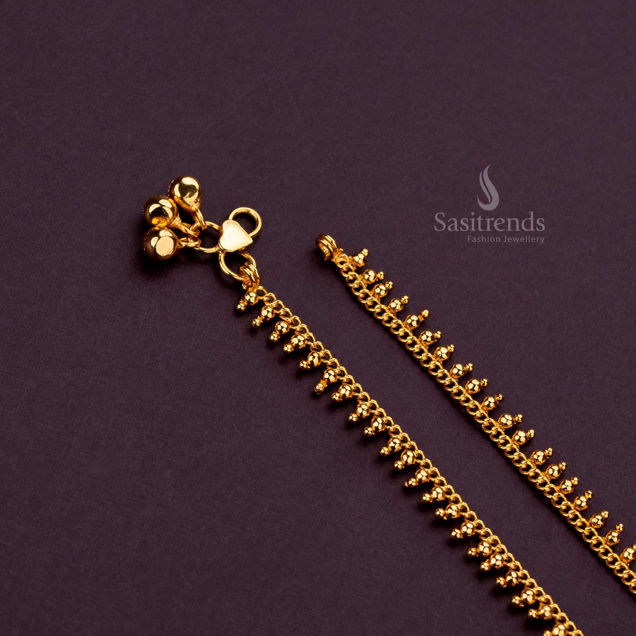 Traditional One Gram Micro Gold Plated South Indian Kolusu Design Anklets -Sasitrends - Image 3