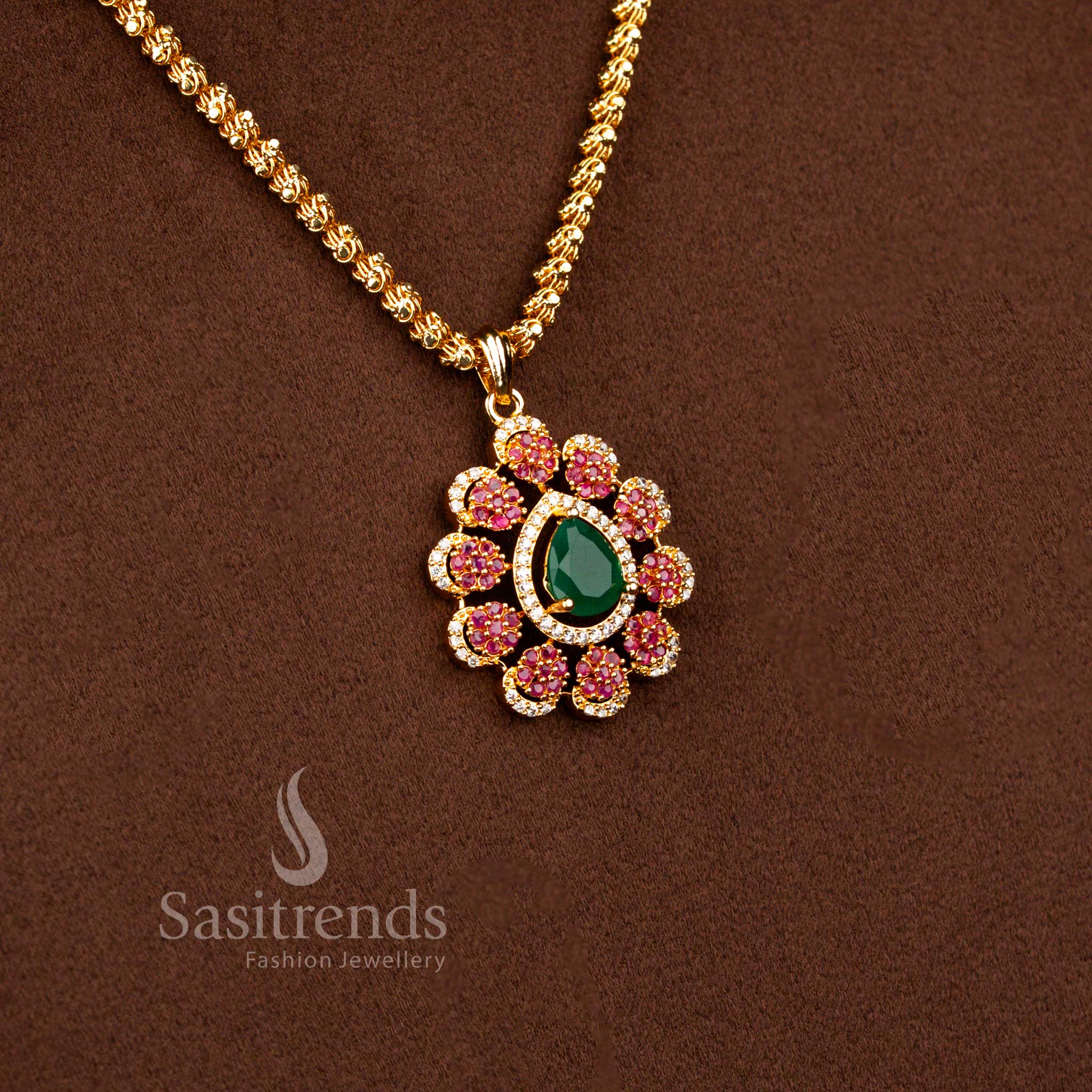 Sasitrends - Micro Gold Plated Dasavathram Chain Necklace with Peacock Pendant - Image 16