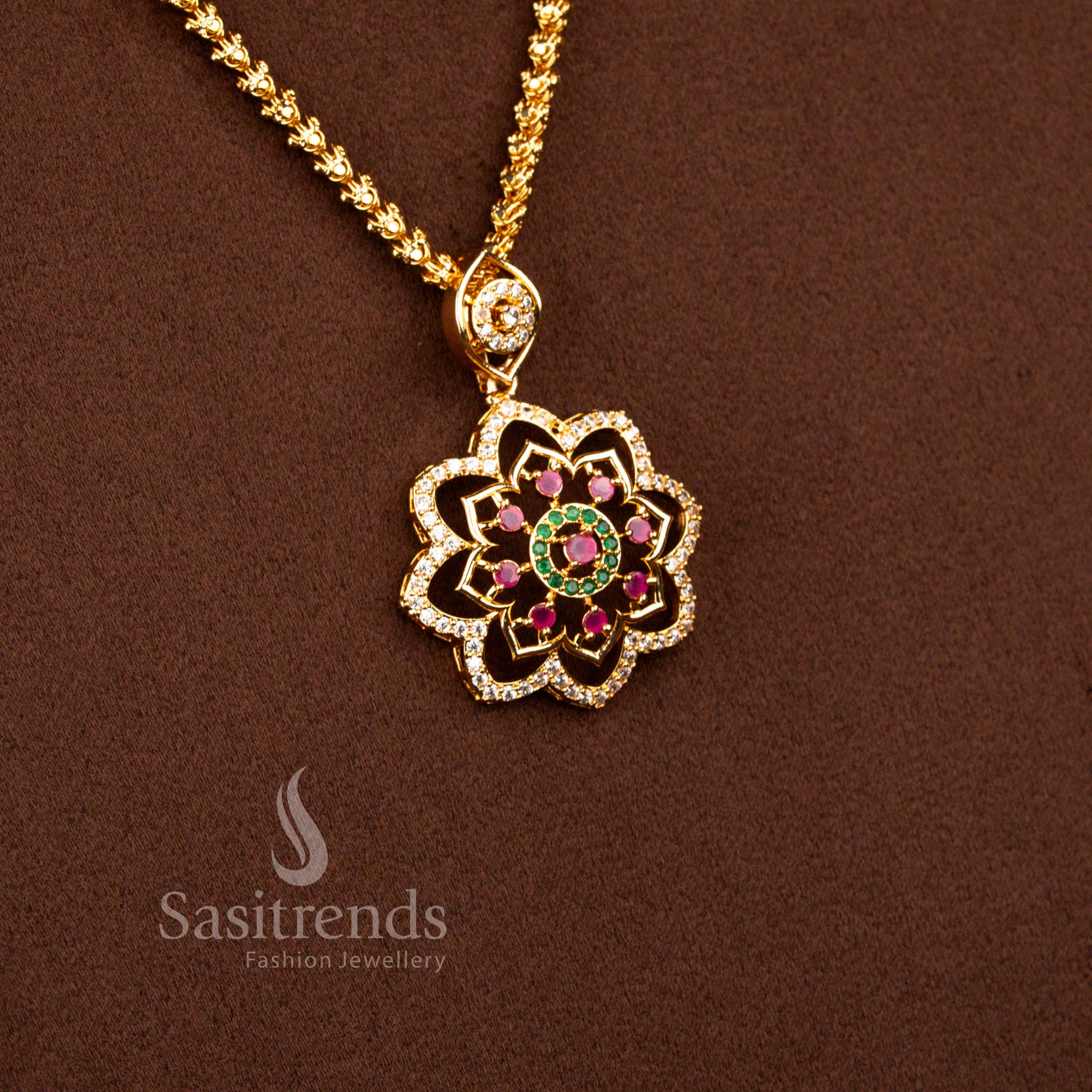 Sasitrends - Micro Gold Plated Dasavathram Chain Necklace with Peacock Pendant - Image 19