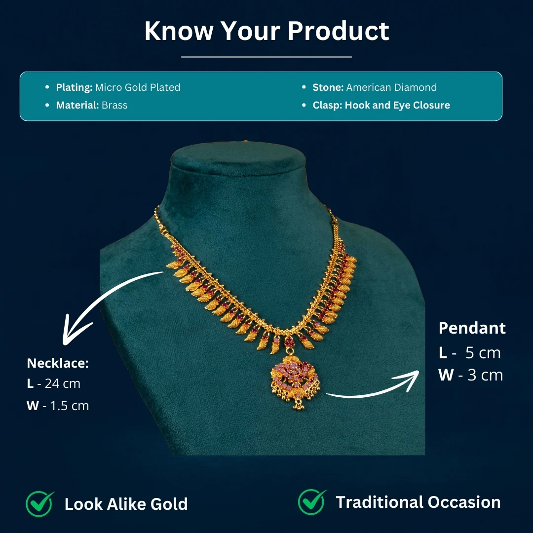 Sasitrends - Latest One Gram Micro Gold Plated Necklace with Floral Pendant and Intricate Design - Image 2