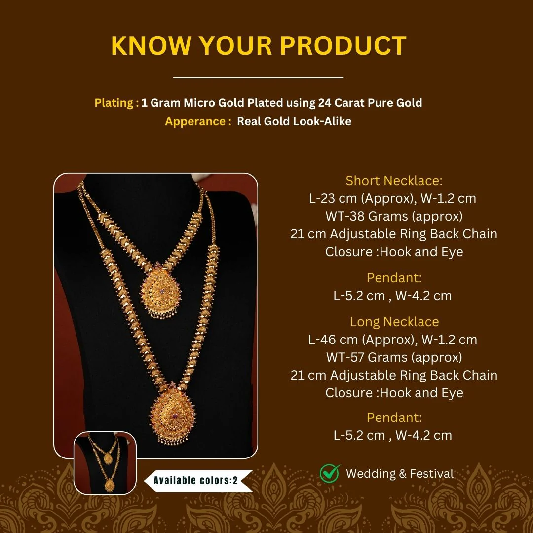 Traditional One Gram Micro Gold Plated Necklace Combo Set with Guarantee - Sasitrends - Image 2