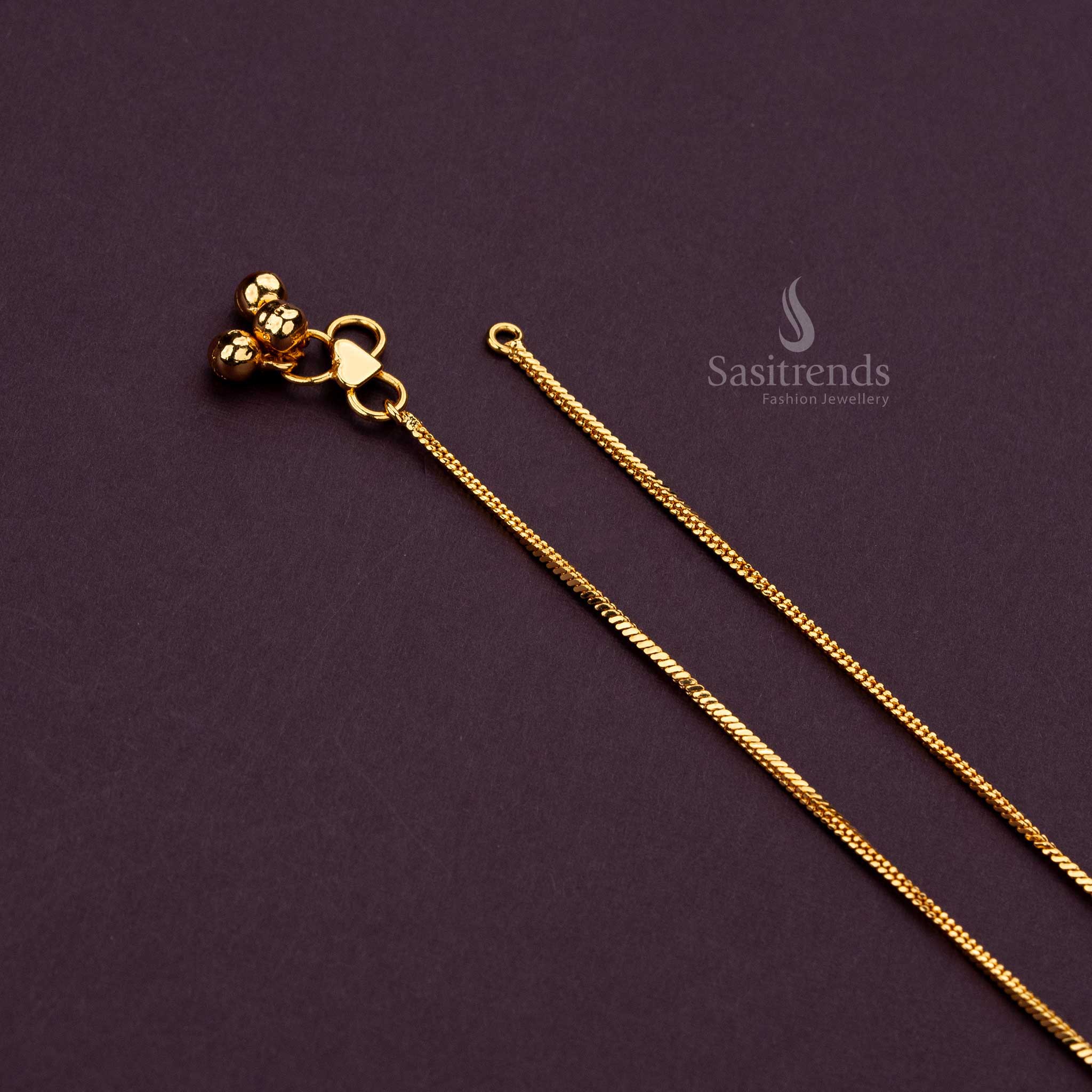 Traditional Paisley Designer AD Stone Studded One Gram Micro Gold Plated Anklets - Sasitrends - Image 3