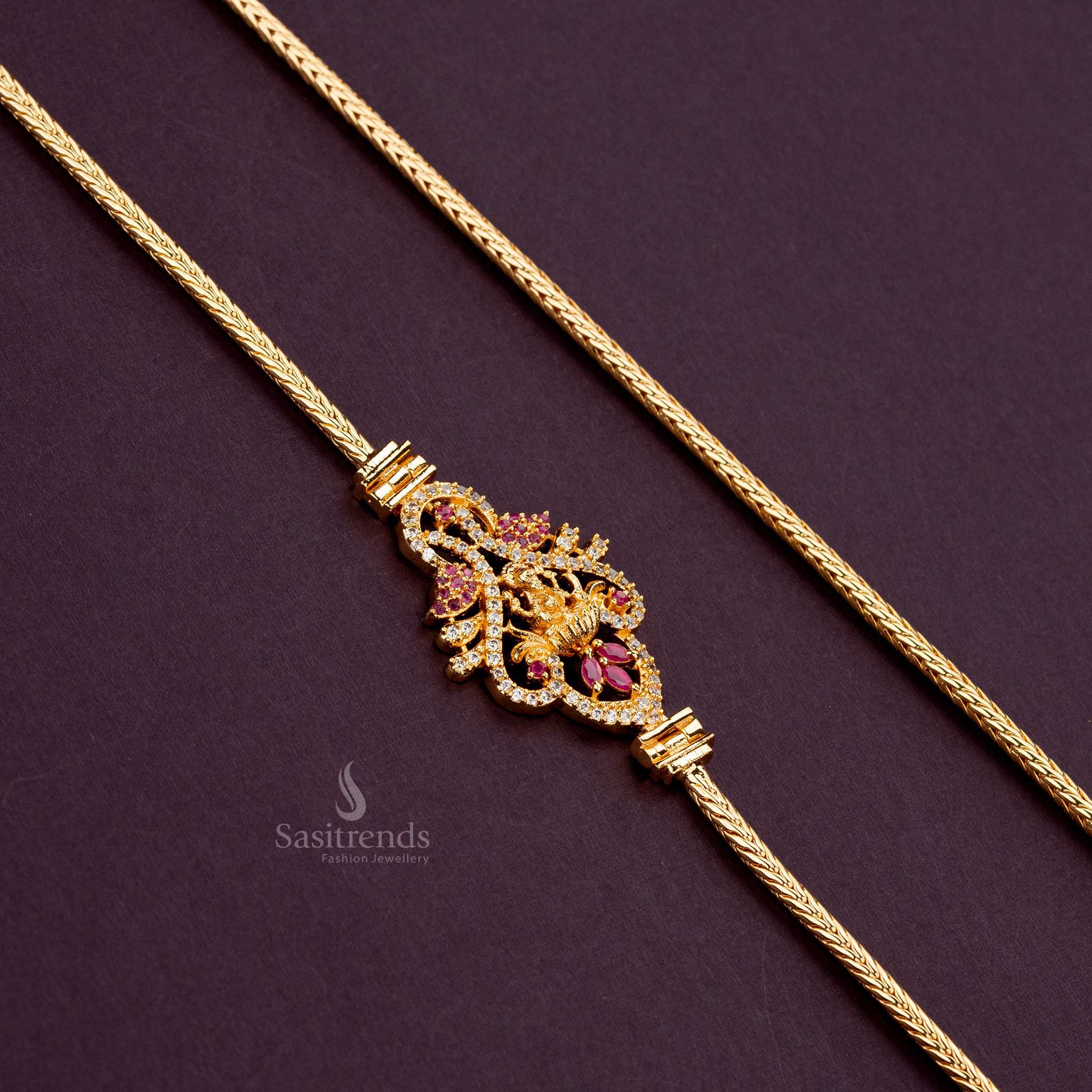 Collection of Micro Gold Plated American Diamond Studded Mugappu Chain – Elegant Jewellery for Festivals & Special Occasions - Sasitrends - Image 14