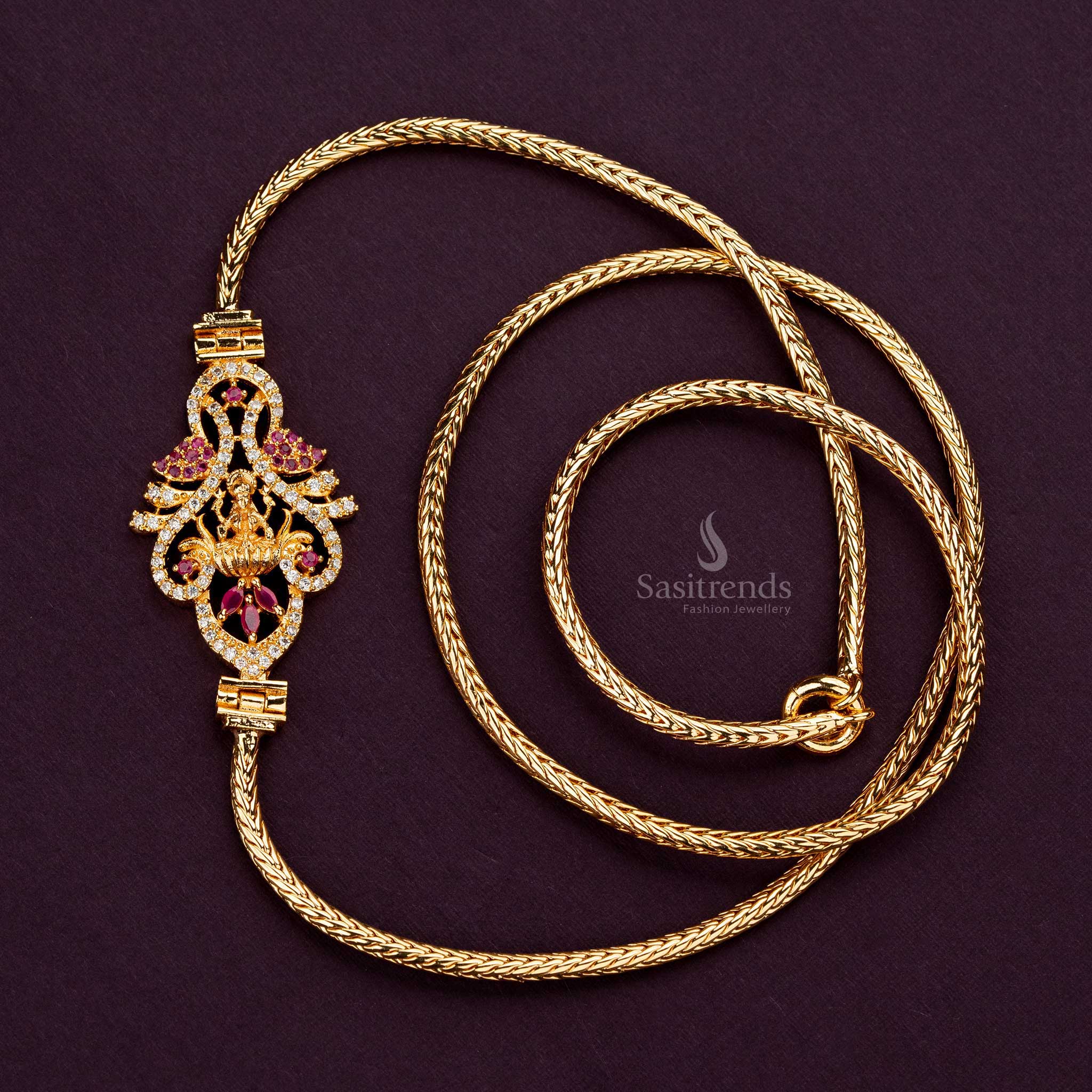 Collection of Micro Gold Plated American Diamond Studded Mugappu Chain – Elegant Jewellery for Festivals & Special Occasions - Sasitrends - Image 34