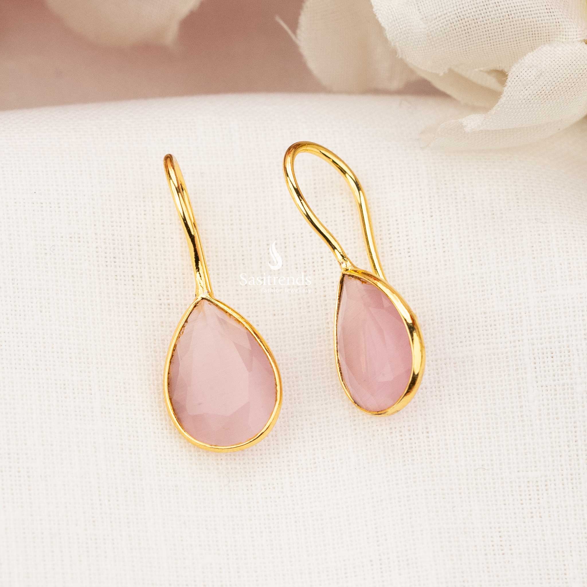 Sasitrends - Aurora Gold Plated Glossy Waterdrop Earrings | Multiple Colors Available - Image 4