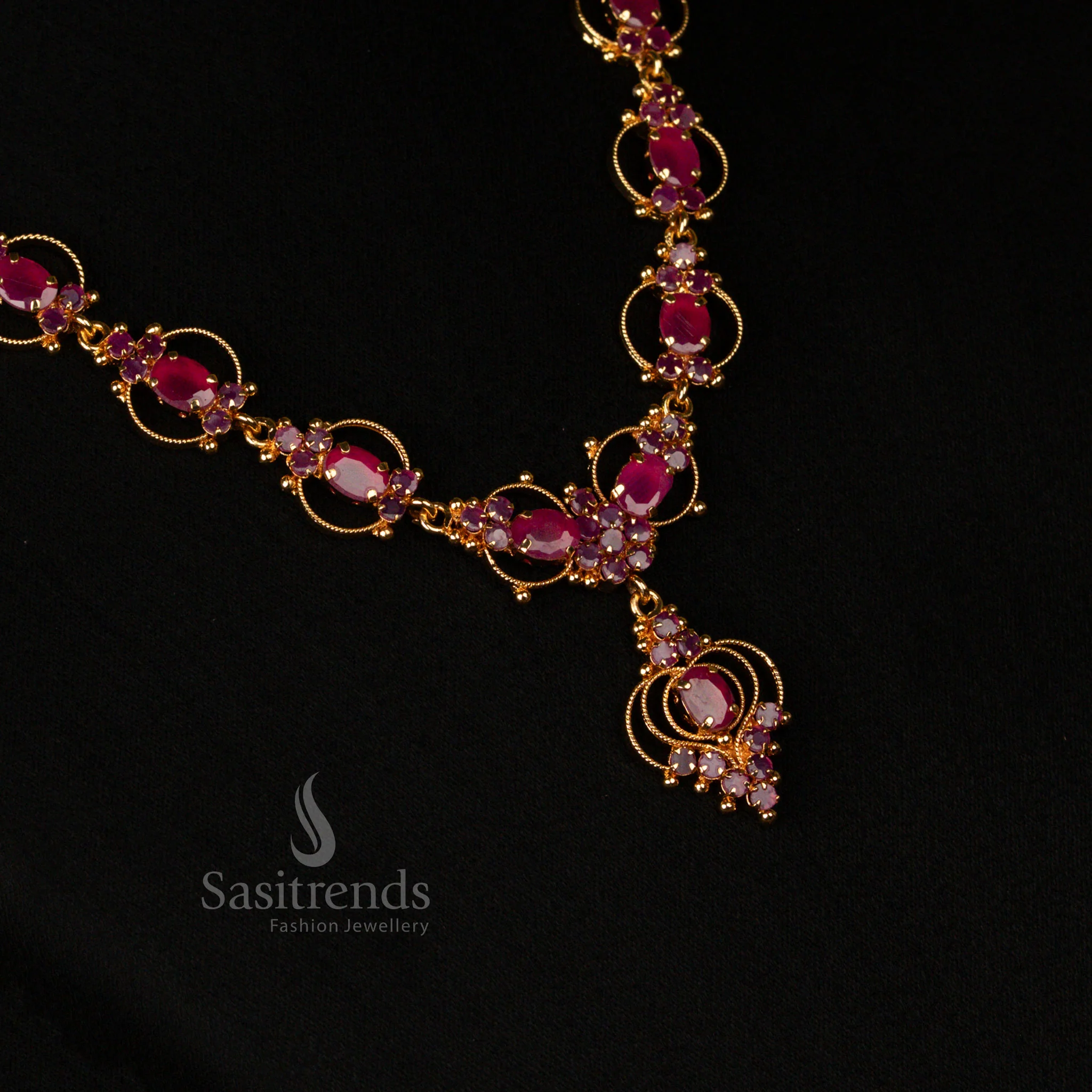 New Trendy Micro Gold Plated Necklace with American Diamond Stones - Sasitrends - Image 13