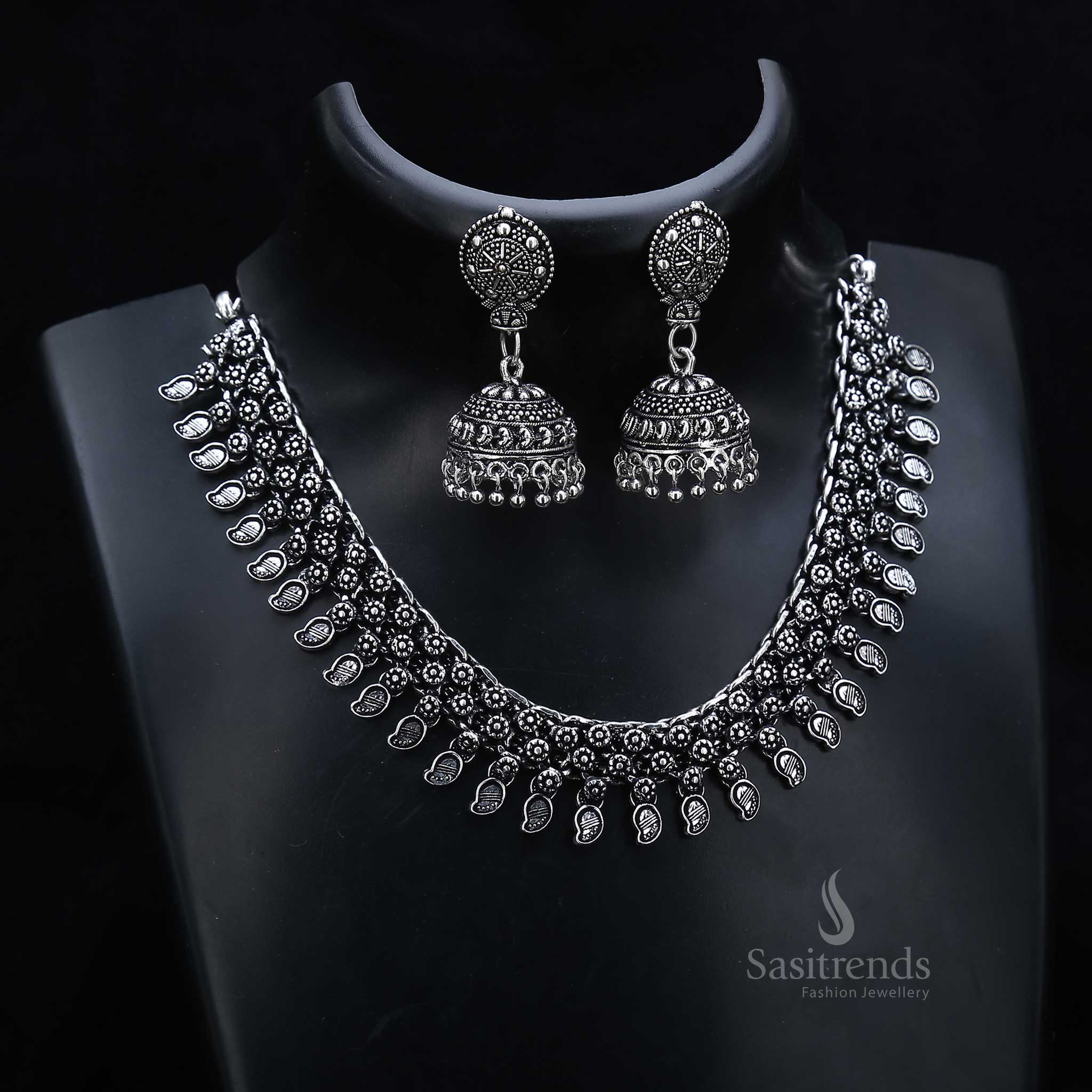 Sasitrends Oxidised Silver Necklace and Jhumka Earrings Jewellery Set - Ancestral Charm Collection - Image 7