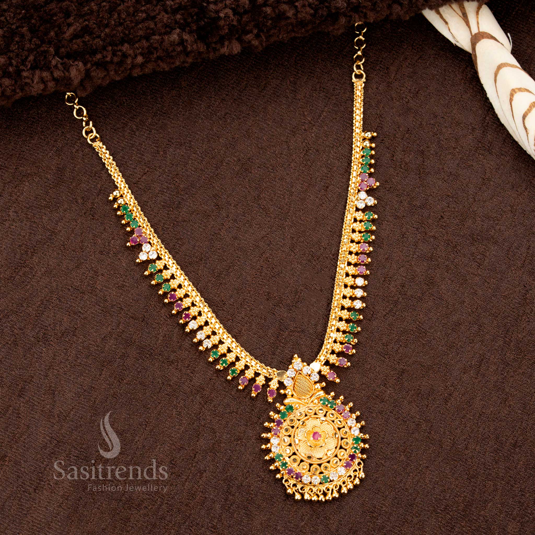 Sasitrends - Micro Gold Plated 1 Gram Round Pendant Necklace with AD Stone - Image 7