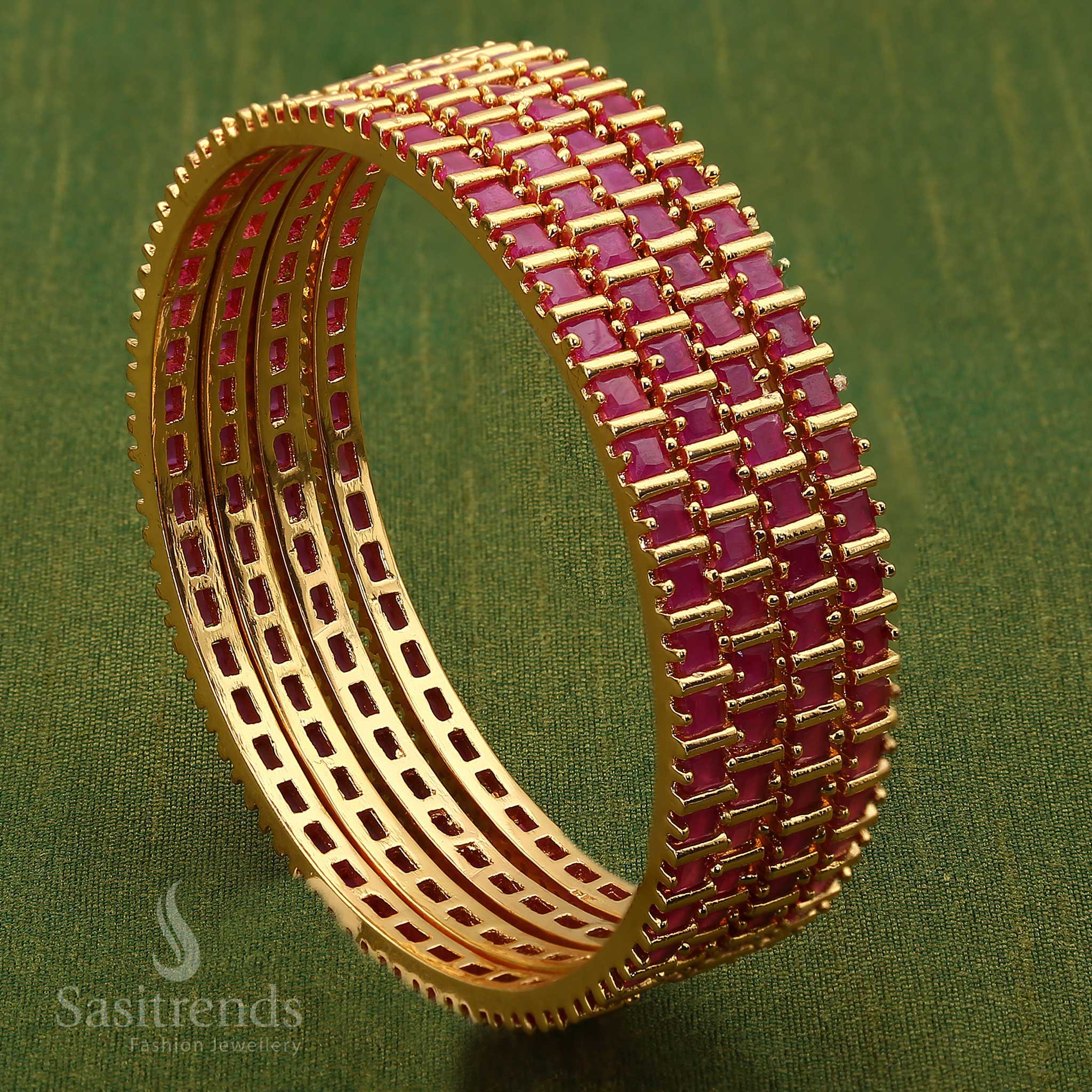 Elegant Micro Gold-Plated American Diamond Square Bangles - Sasitrends - Image 10
