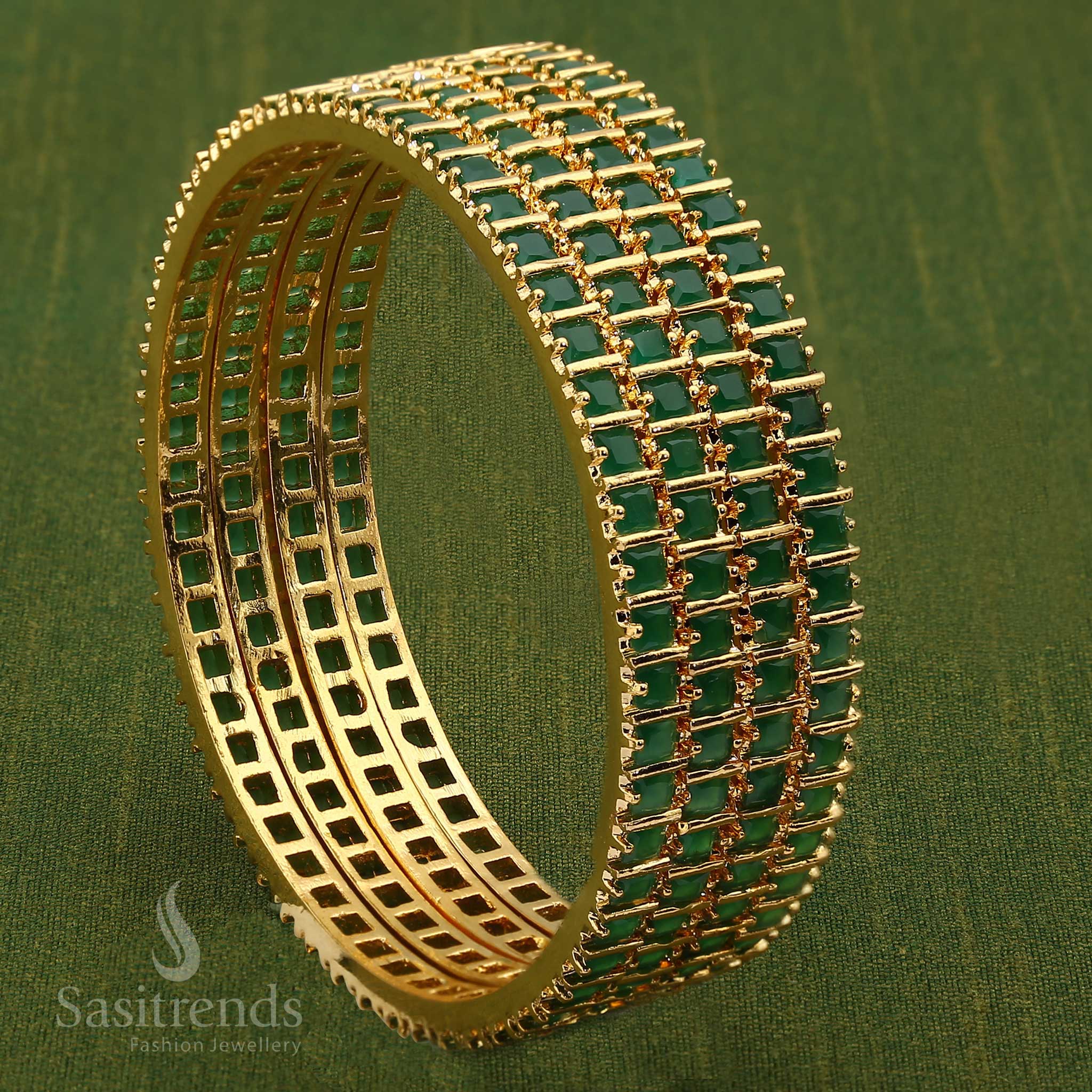 Elegant Micro Gold-Plated American Diamond Square Bangles - Sasitrends - Image 6