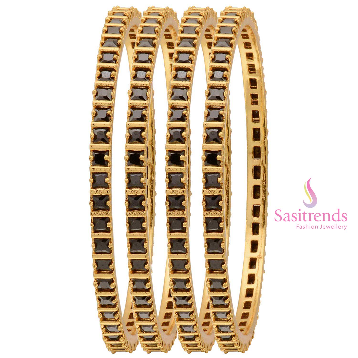Elegant Micro Gold-Plated American Diamond Square Bangles - Sasitrends - Image 8